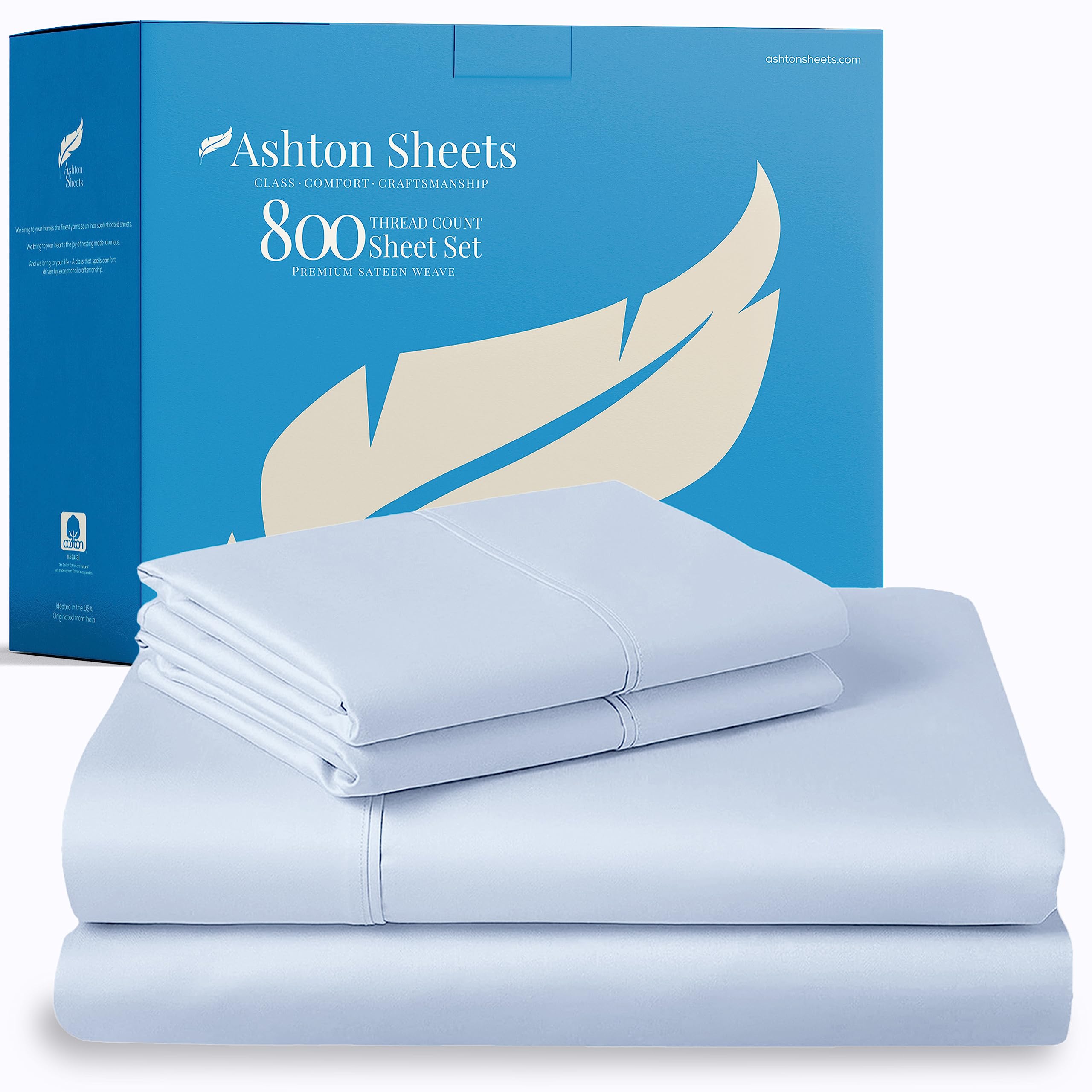 Luxury 100% Egyptian Cotton Queen Sheet Set - 800 Thread Count, 4-Piece Sateen Bedding with 16