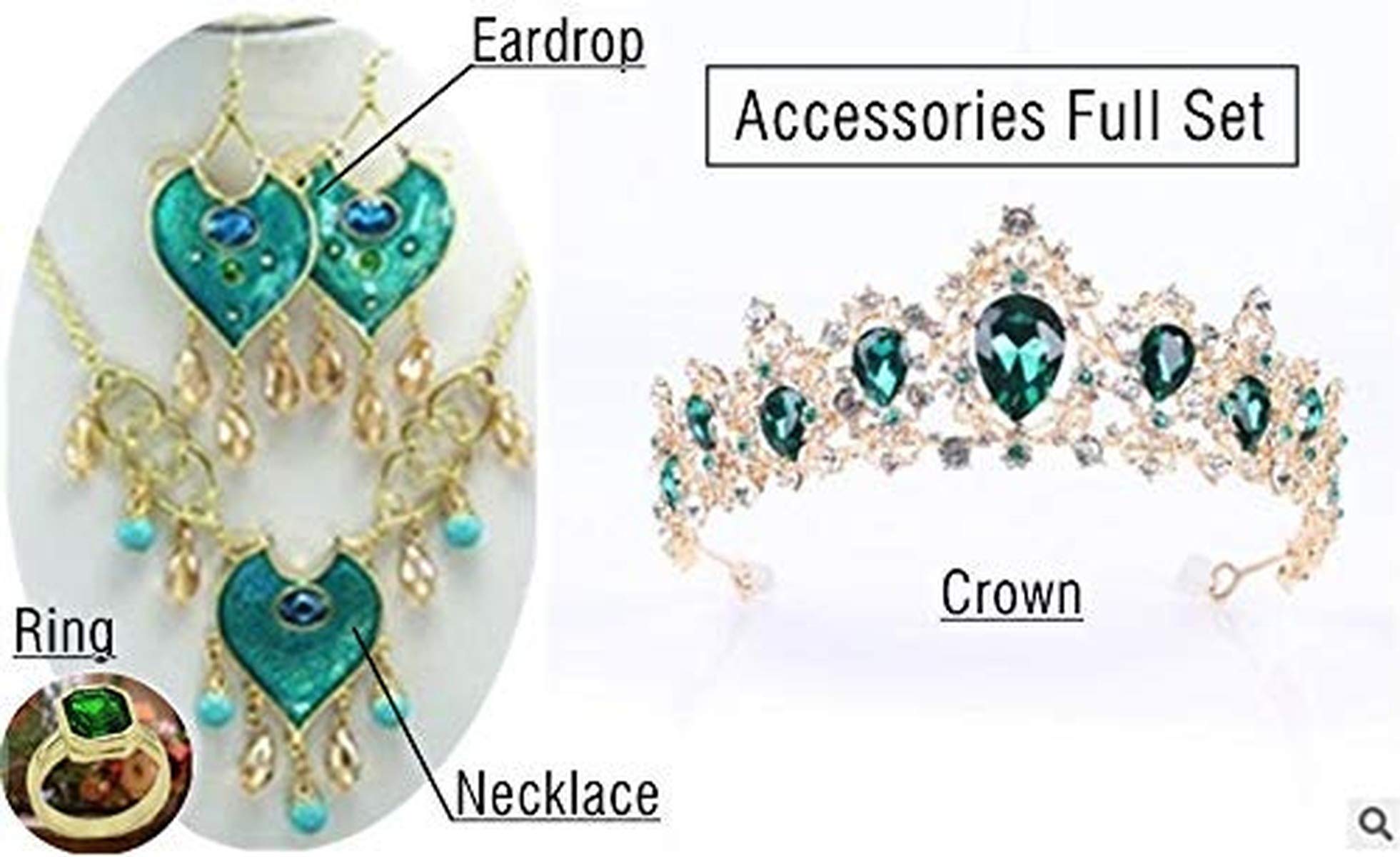 Arab Princess Jasmine Cosplay Costume Peacock Dress & Skirt Set for Adults - Halloween, Cosplay, Theme Parties & Renaissance Fairs