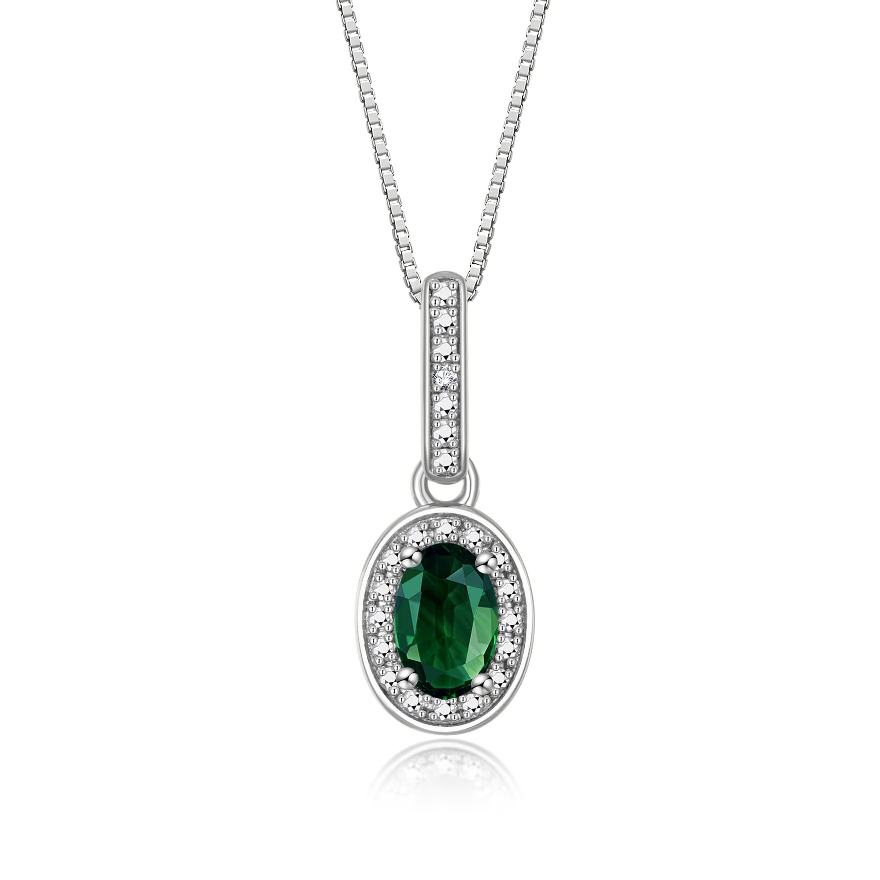 Rylos Sterling Silver Halo Jewelry Set for Women - Green Sapphire Birthstone Ring, Earrings & Necklace with 6X4MM Gemstones & Diamonds | September Birthstone Gift, Friendship Jewelry | Perfect for Birthdays, Anniversaries & Special Occasions