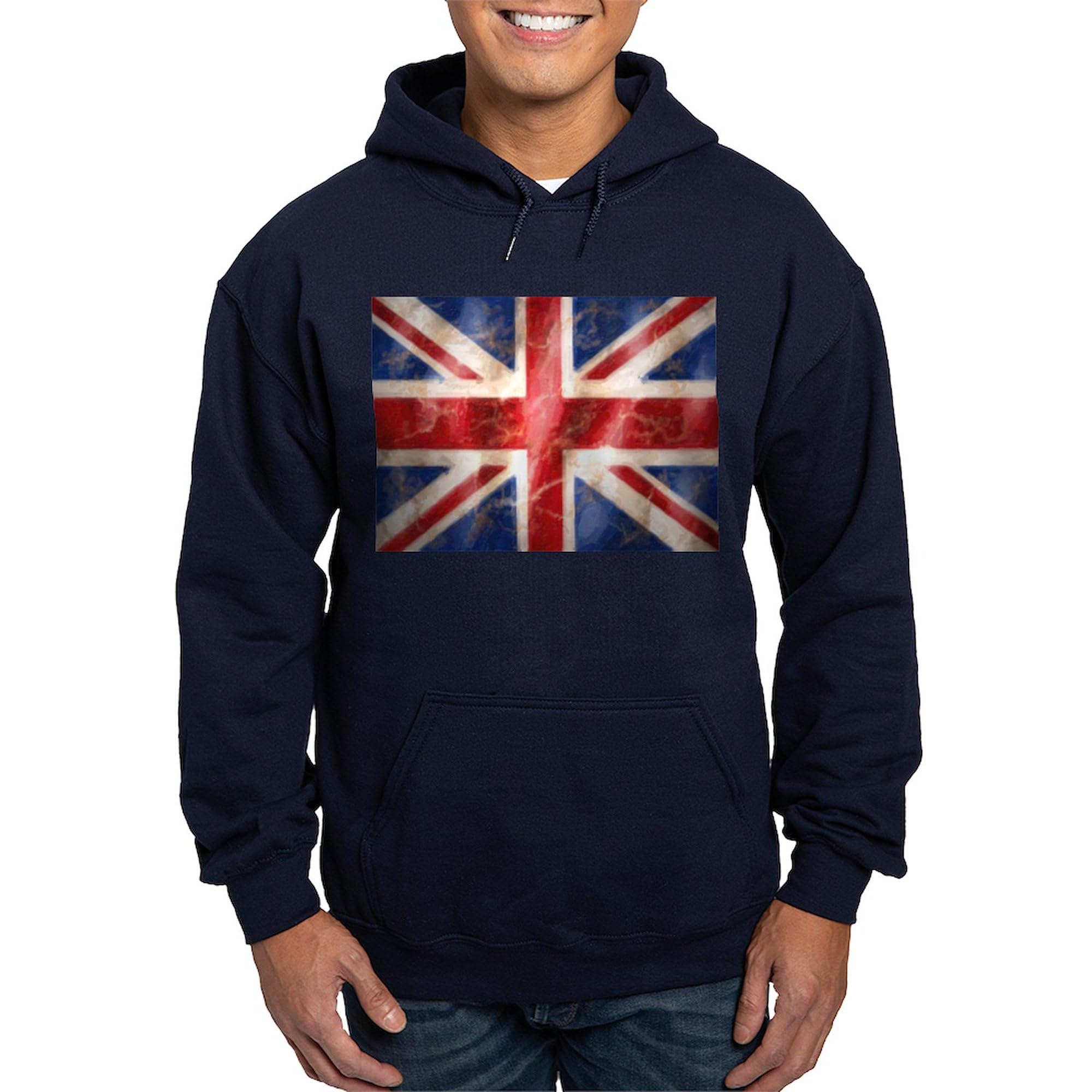 Union Jack Hoodie for Men - Dark Regular Fit Pullover Sweatshirt | British Flag Design | Casual Wear & Street Style
