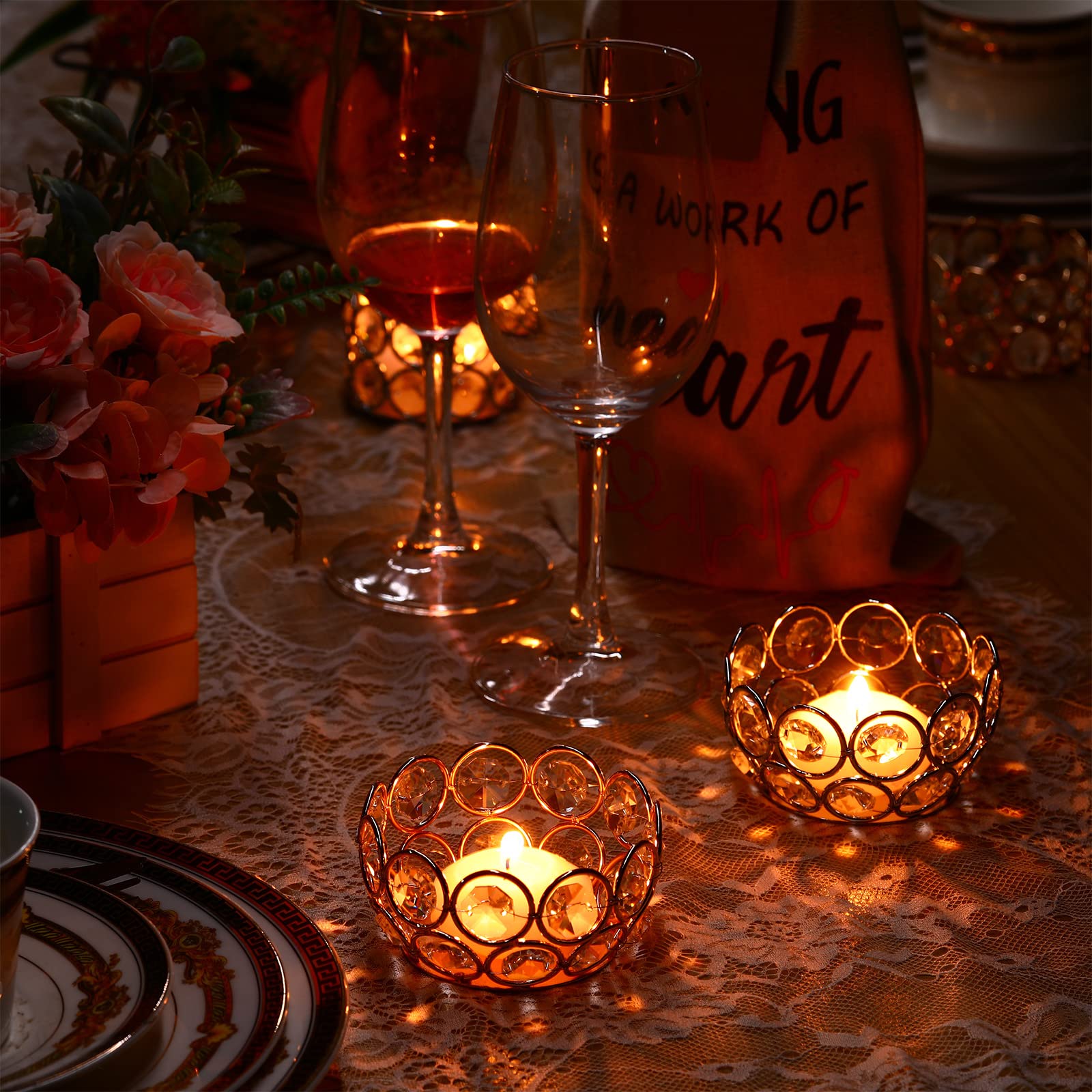 30 Pcs Silver Crystal Tea Light Candle Holders - Elegant Votive Candle Stands, Jewel Bowl Tealight Holders for Wedding, Party, Home Table Decor - Perfect for Romantic Dinners, Spa Nights & Holiday Centerpieces