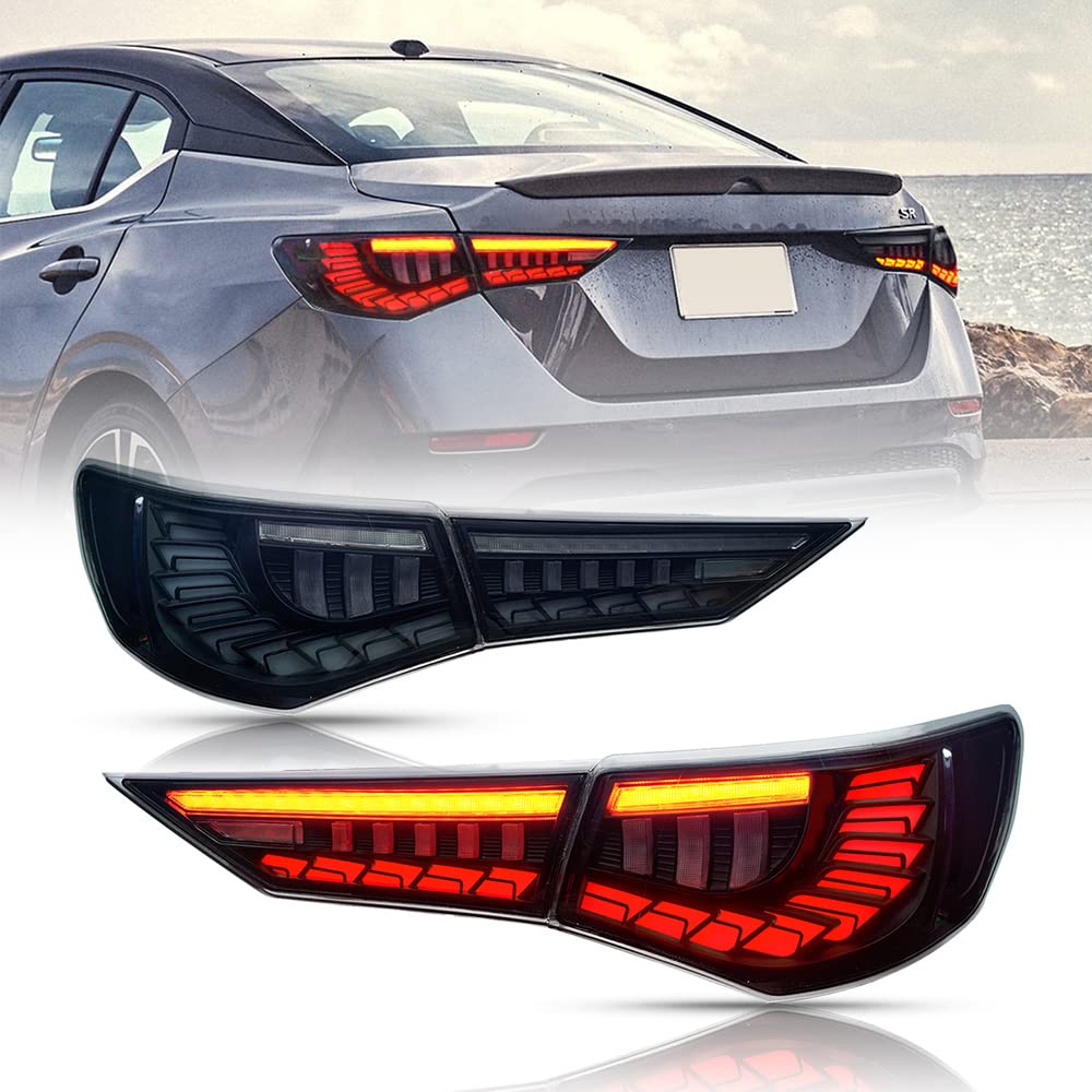 TT-ABC LED Tail Lights for Nissan Sentra 2020-2023 - Smoked Lens with Start Animation - Direct Fit Replacement Rear Lamp Assembly - Enhanced Night Visibility & Style Upgrade for Daily Commute & Custom Car Builds