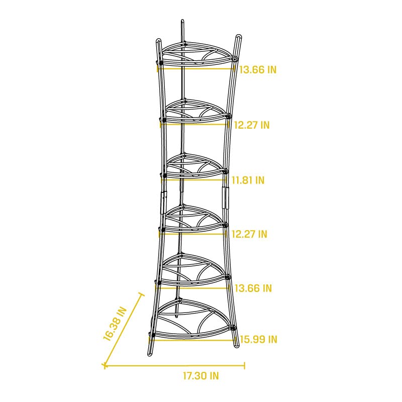 Lodge 6-Tier Cast Iron Cookware Storage Organizer Tower - Heavy Duty Steel Construction, Matte Black Finish, 32.67