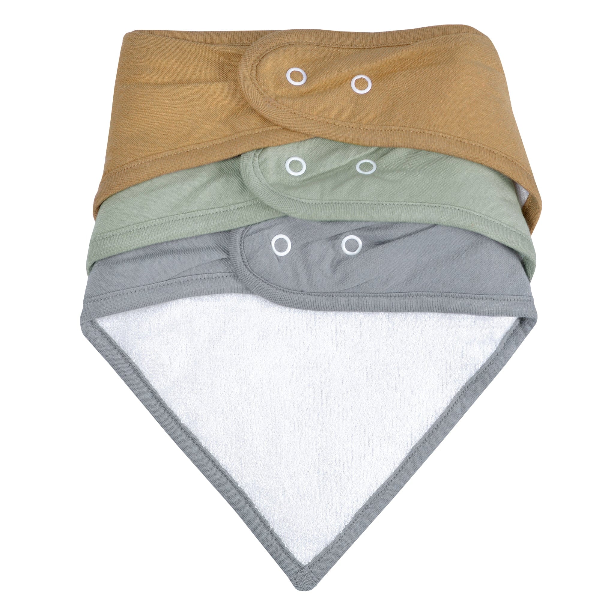 3-Pack Bamboo Baby Bibs - Honey, Moss & Pebble Colors - Soft, Eco-Friendly & Absorbent for Messy Meals & Toddler Feeding