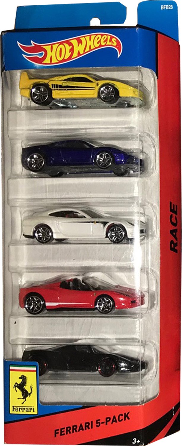 Hot Wheels Ferrari 5-Pack Die-Cast Toy Cars - Collectible 1:64 Scale Model Vehicles for Kids & Adults - Perfect for Play, Display & Racing Scenes
