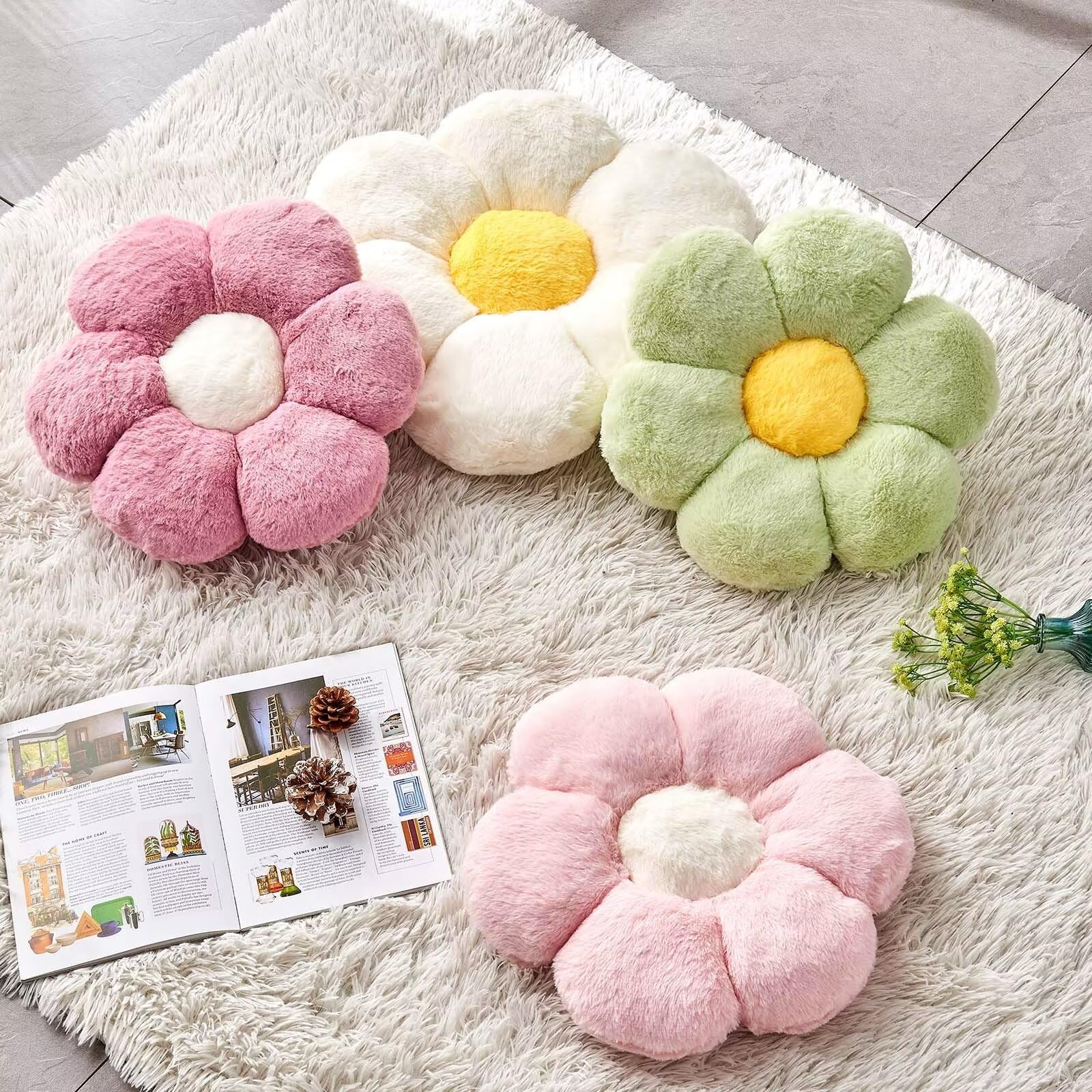 **Pink Flower Pillow - 14.9