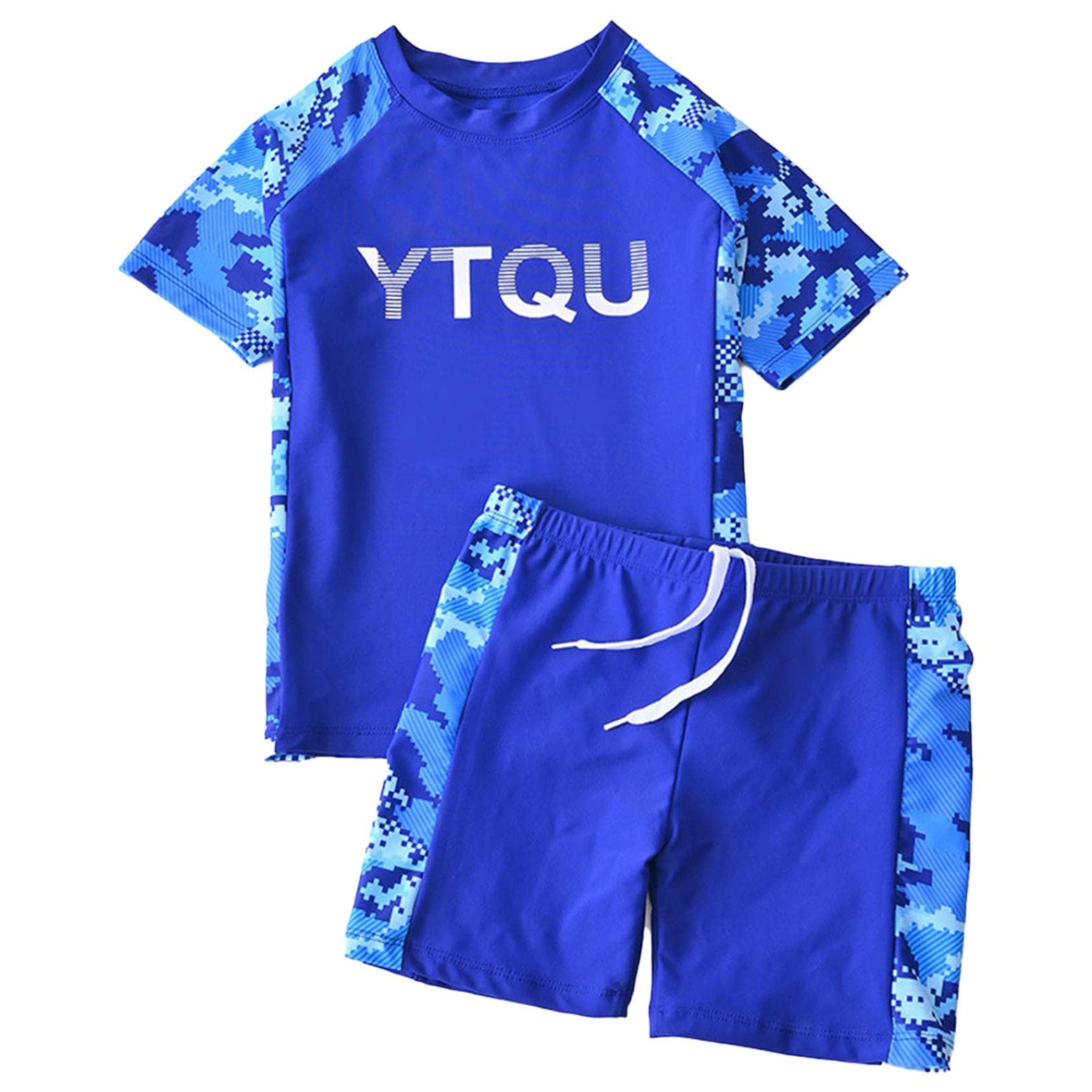 Daenrui Girls' Floral Athletic Tankini Swimsuit Set - Short Sleeve Rash Guard Swim Shirt with Matching Shorts - UV Protection Swimwear for Kids - Perfect for Pool, Beach & Water Sports