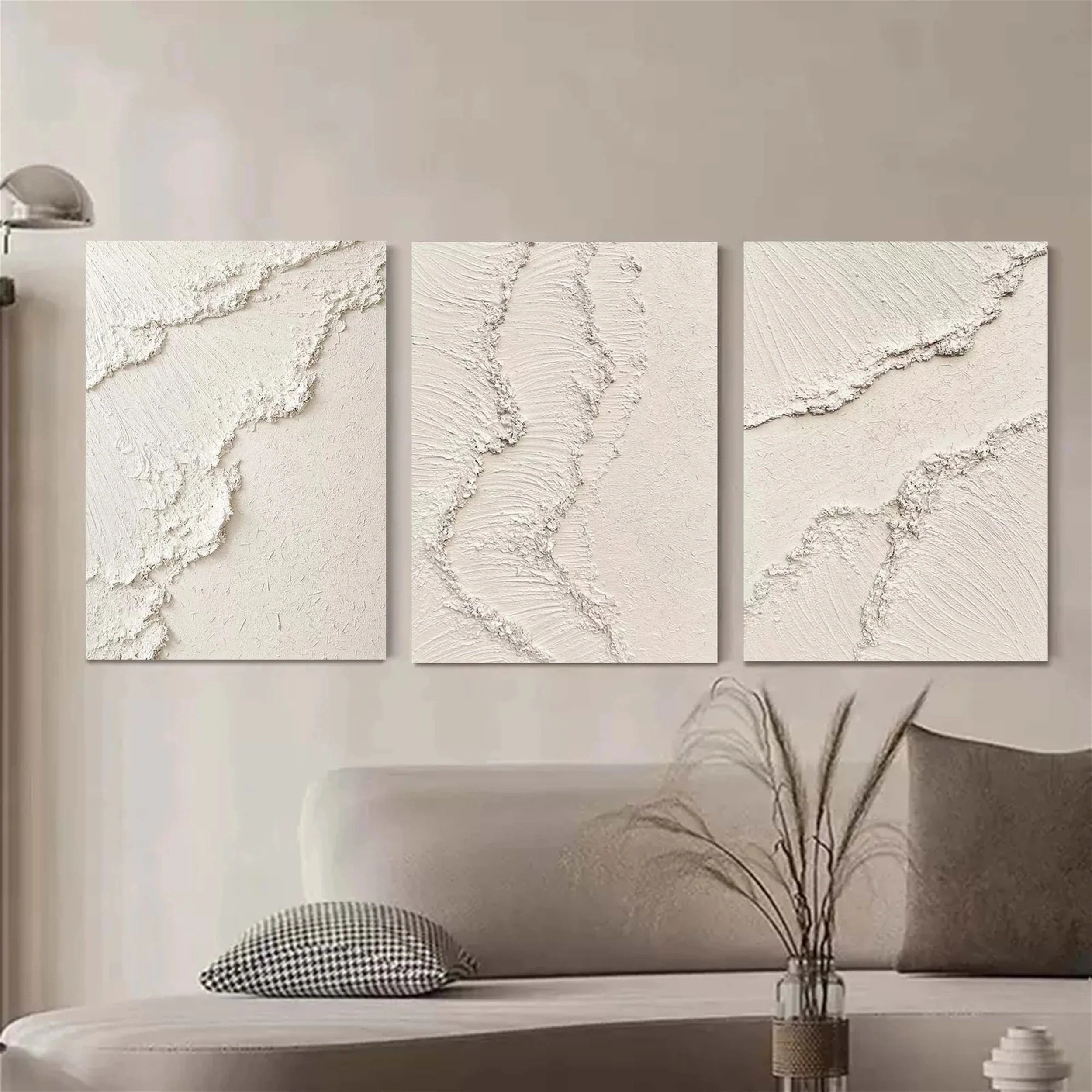 Abstract Beige & Brown Wall Art Set of 3 - Modern Canvas Paintings for Living Room, Bedroom & Office Decor #BB097