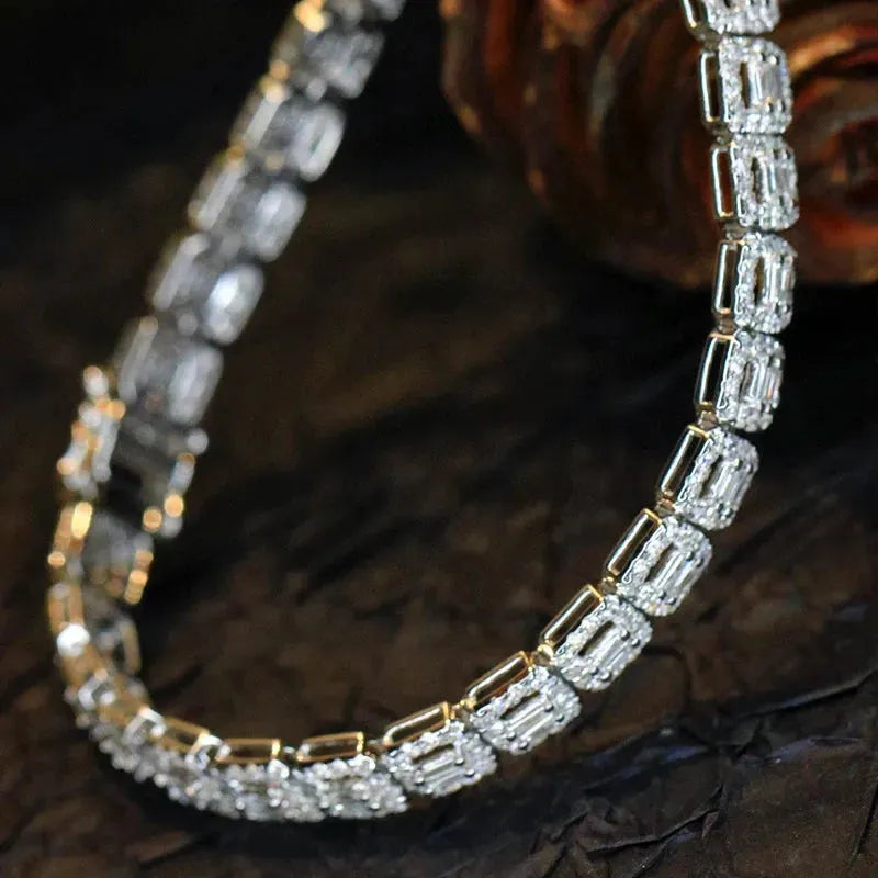 18K Gold Real Diamond Bracelet for Women - 3.5ct Square Luxury Wedding Jewelry | Elegant Engagement Party Gift for Her | Perfect for Anniversaries, Date Nights & Special Occasions