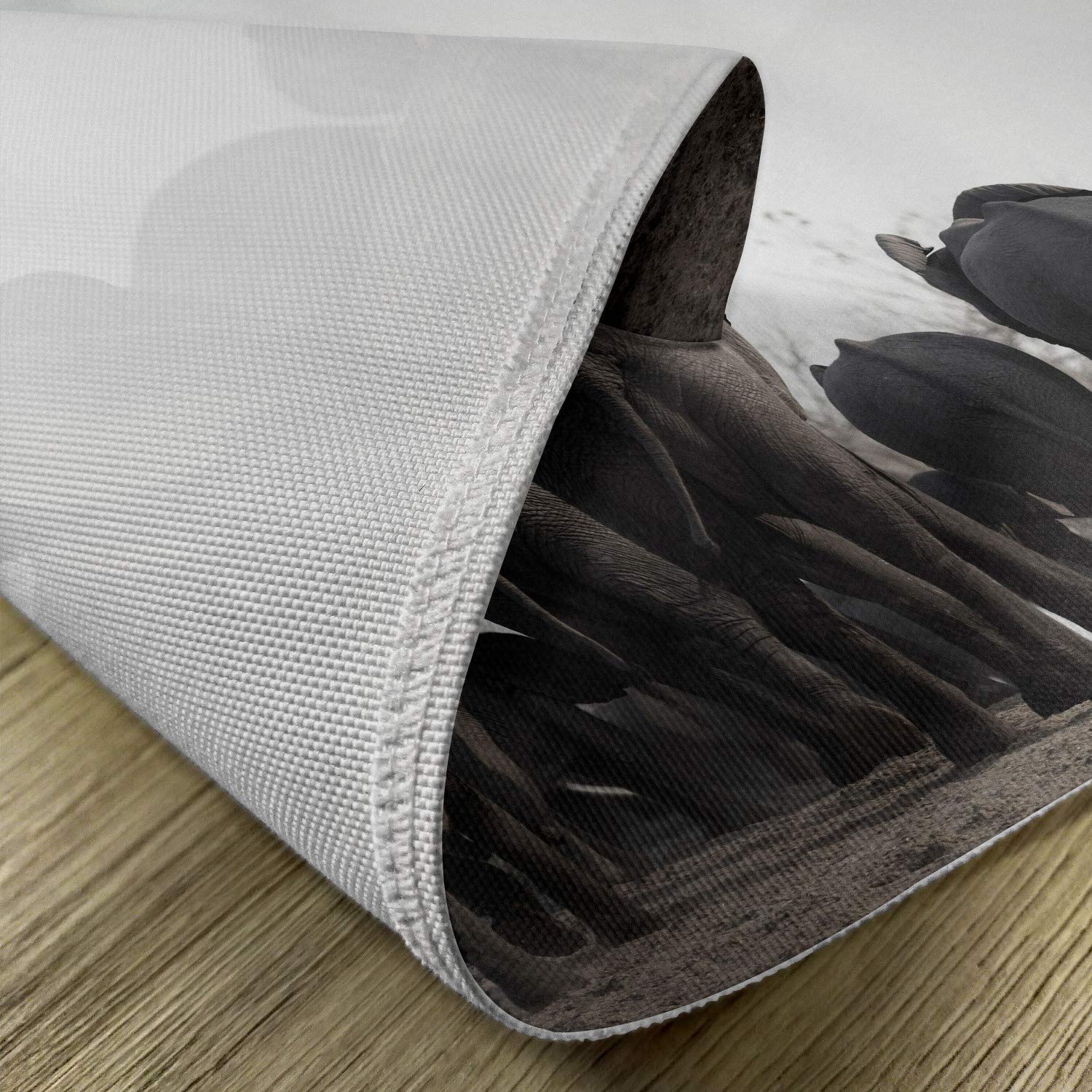 Ambesonne 4-Pack Animal Placemats - Tropical Wildlife Savannah Theme with Herd Walking by River Photo - Washable Fabric Dining Table Mats - Standard Size Grey for Home Kitchen & Party Decor
