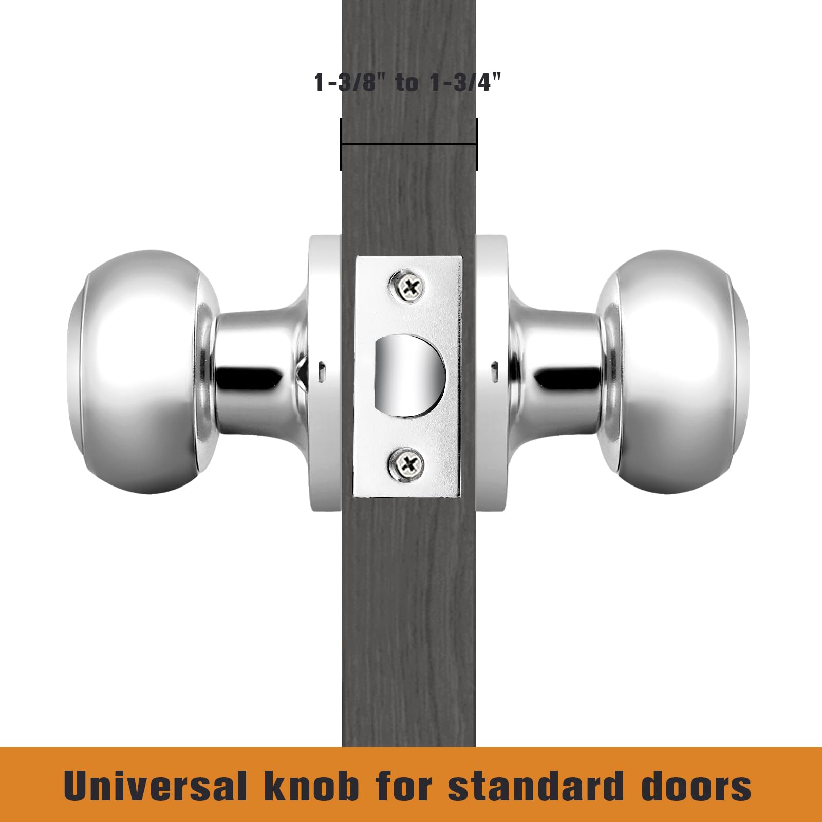 Polished Chrome Hall and Closet Door Knobs - 10 Pack Non-Locking Interior Door Handles for Bedrooms, Bathrooms & Cabinets | Probrico Passage Knobs