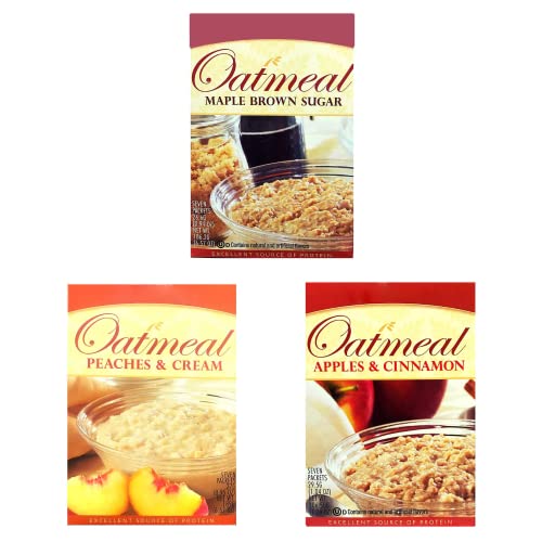 HealthyWise High Protein Oatmeal Variety Pack - Maple Brown Sugar, Peaches & Cream, Apples & Cinnamon (3 Pack) | 15g Protein, Low Calorie, High Fiber, Low Sugar & Fat | Ideal Protein Compatible | Perfect for Breakfast, Post-Workout & Weight Loss Meals