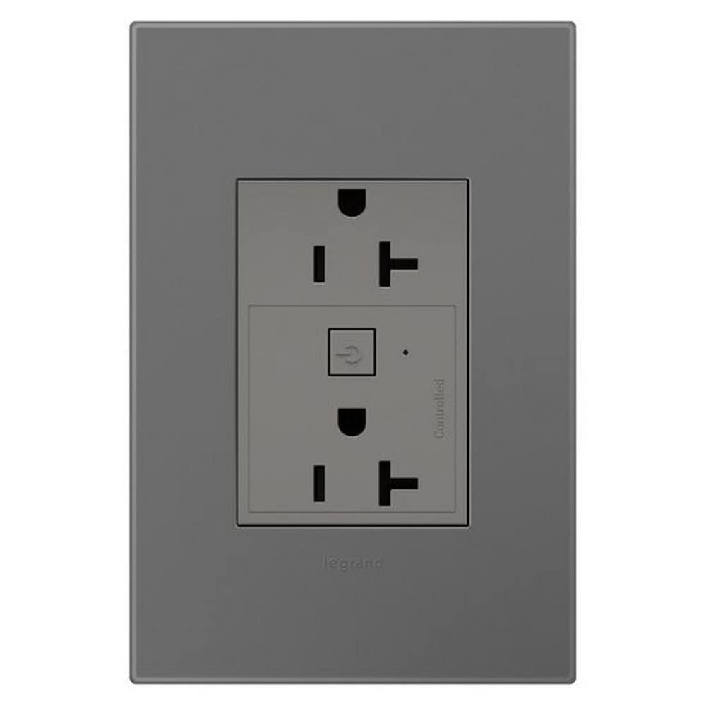Legrand Adorne Netatmo WiFi Smart 20A Outlet - Magnesium Finish, Plus-Size (WNAR203M1) | Smart Home Automation for Kitchen, Office & Living Room