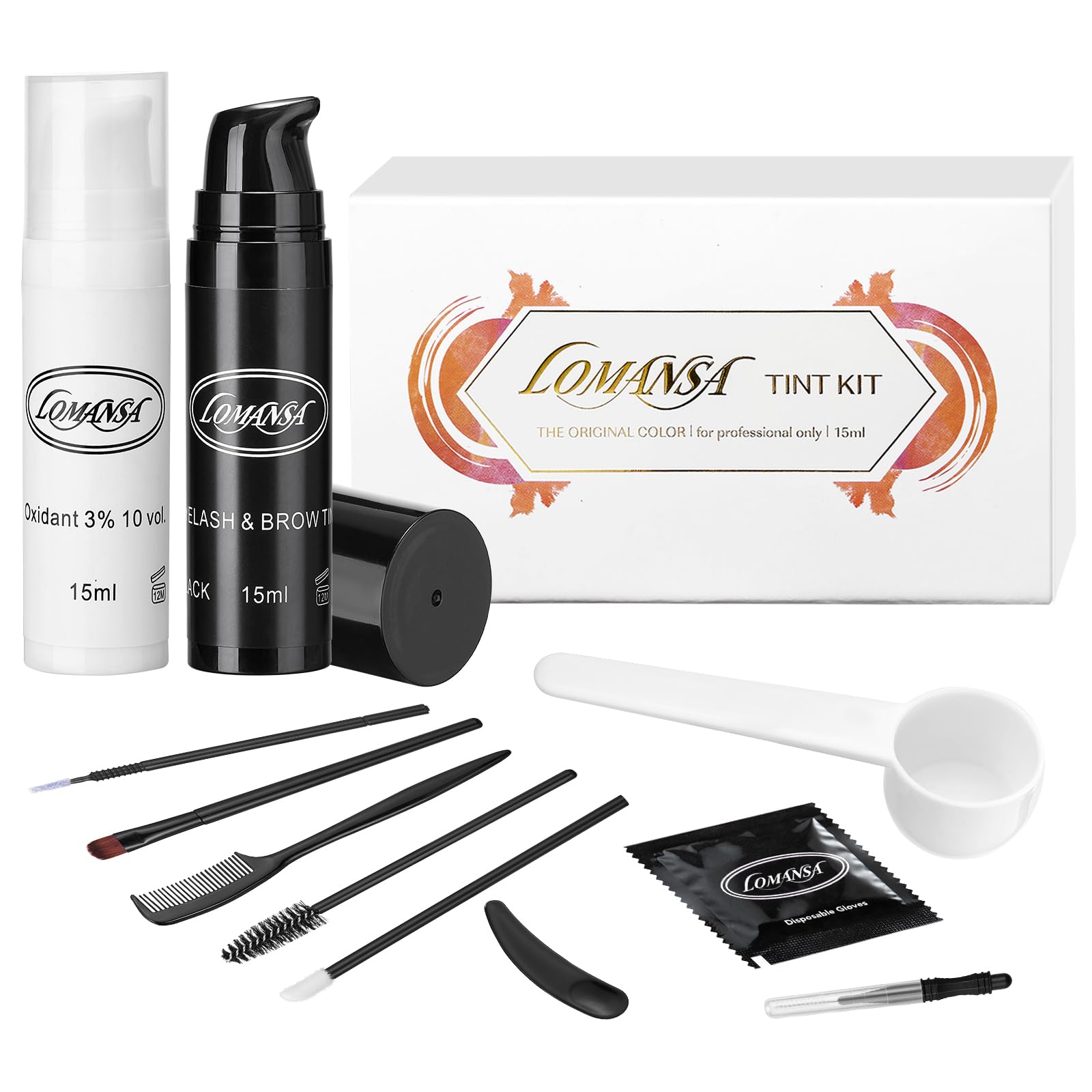 Lomansa Black Eyelash Color Kit - Keratin Voluminous Lash Tint for Natural Look (15ml) with Complete Salon Tools - Perfect for Professional Lash Styling & Home Use