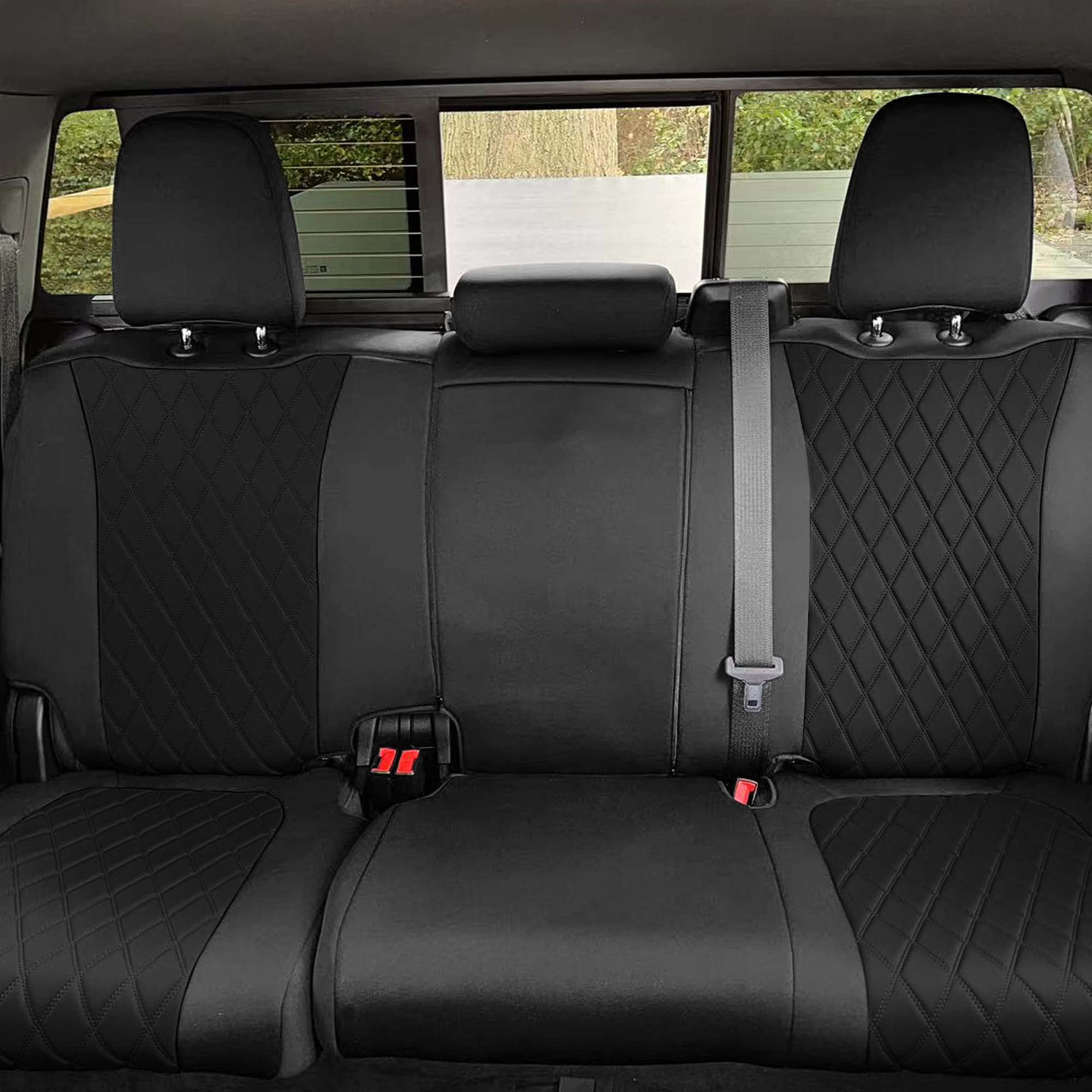Premium Neoprene Water-Resistant Rear Seat Covers for 2019-2023 GMC Sierra 1500/2500HD/3500HD (SLT/AT4/Denali) - Custom Fit, Durable Protection - Perfect for Off-Roading, Camping & Family Road Trips