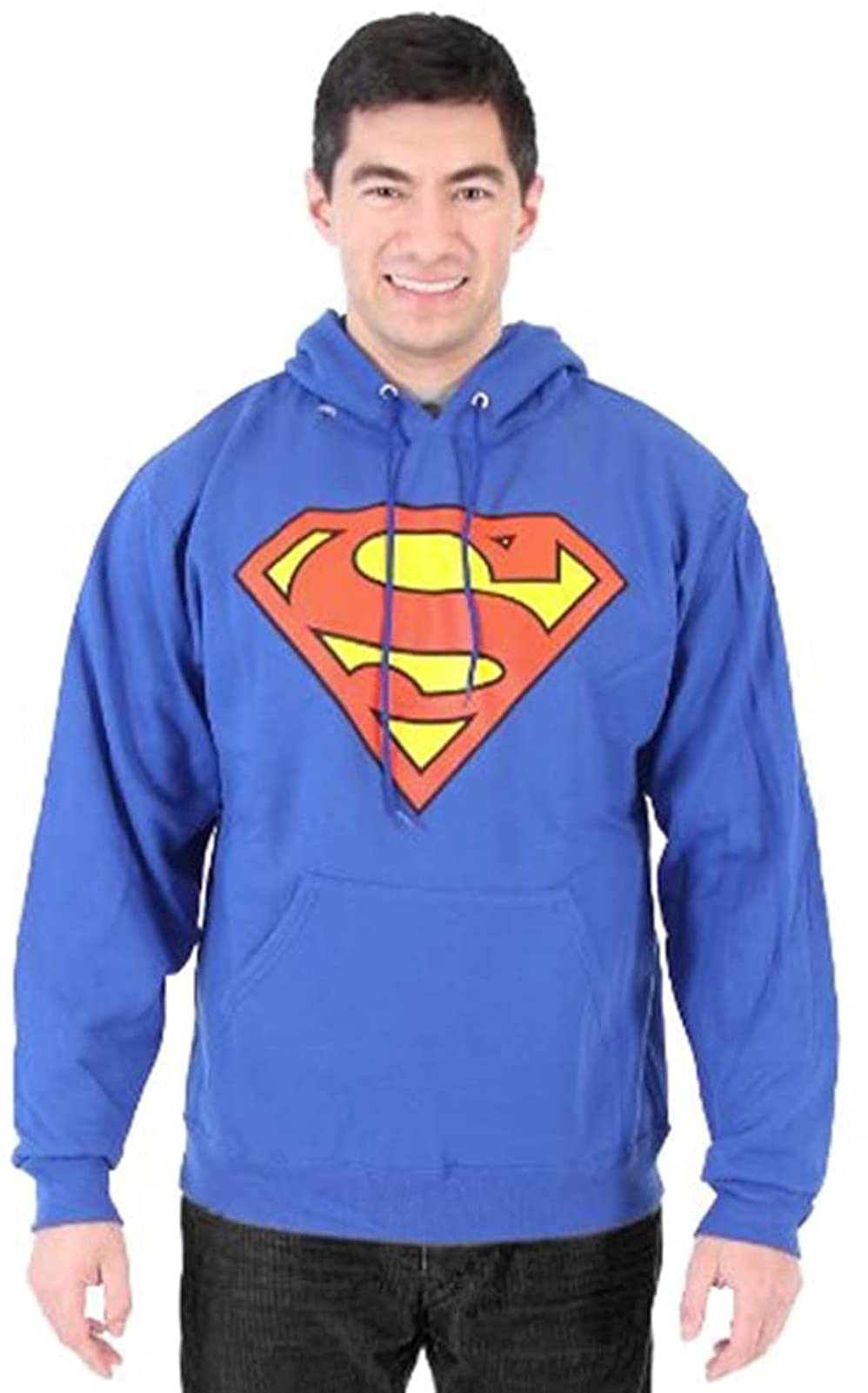 Superman Classic Logo Royal Blue Adult Hoodie Sweatshirt - Men's & Women's Comfortable Pullover for Casual Wear, Cosplay & Superhero Fans