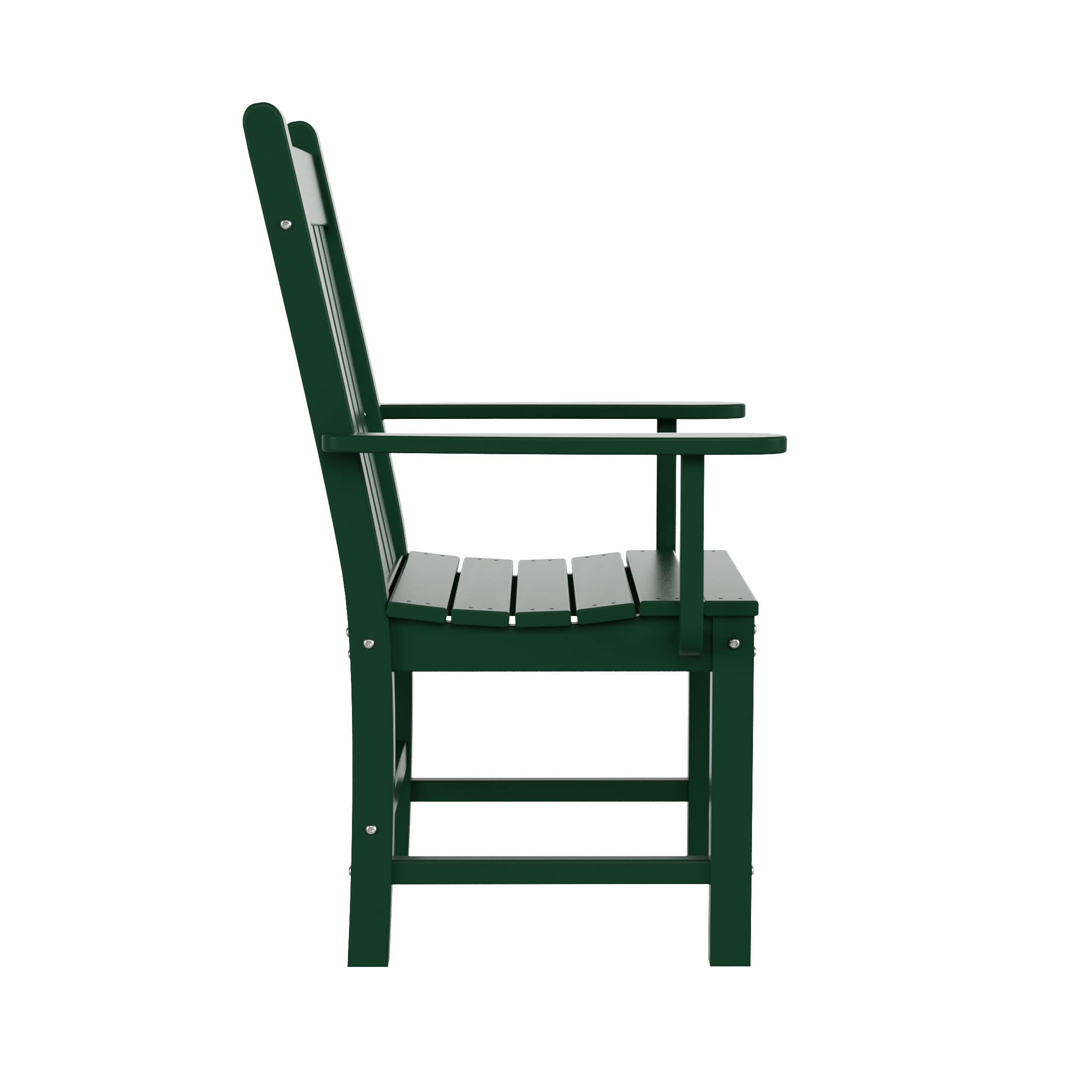 WestinTrends Malibu Classic Outdoor Dining Chairs with Arms - All Weather Poly Lumber Adirondack Patio Chairs for Restaurant & Bistro - 350 LBS Weight Capacity - Dark Green - Perfect for Backyard, Poolside & Garden Relaxation