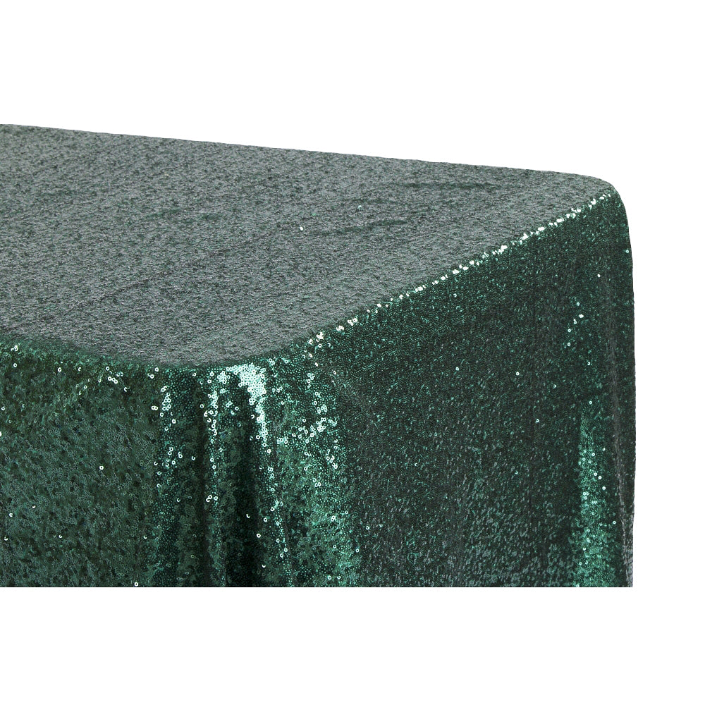 Glitz Sequin 90x132 Inch Rectangular Tablecloth - Emerald Green Sparkly Party Table Cover for Wedding, Birthday, Holiday & Special Events Decor