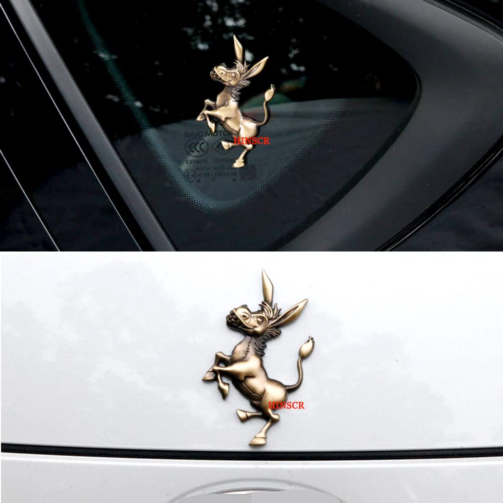 3D Donkey Metal Car Emblem - Cute Bronze Hood Badge Sticker for Cars, Motorcycles, Laptops & Backpacks | Unique Vehicle & Personal Accessory Decoration for Car Enthusiasts & Animal Lovers