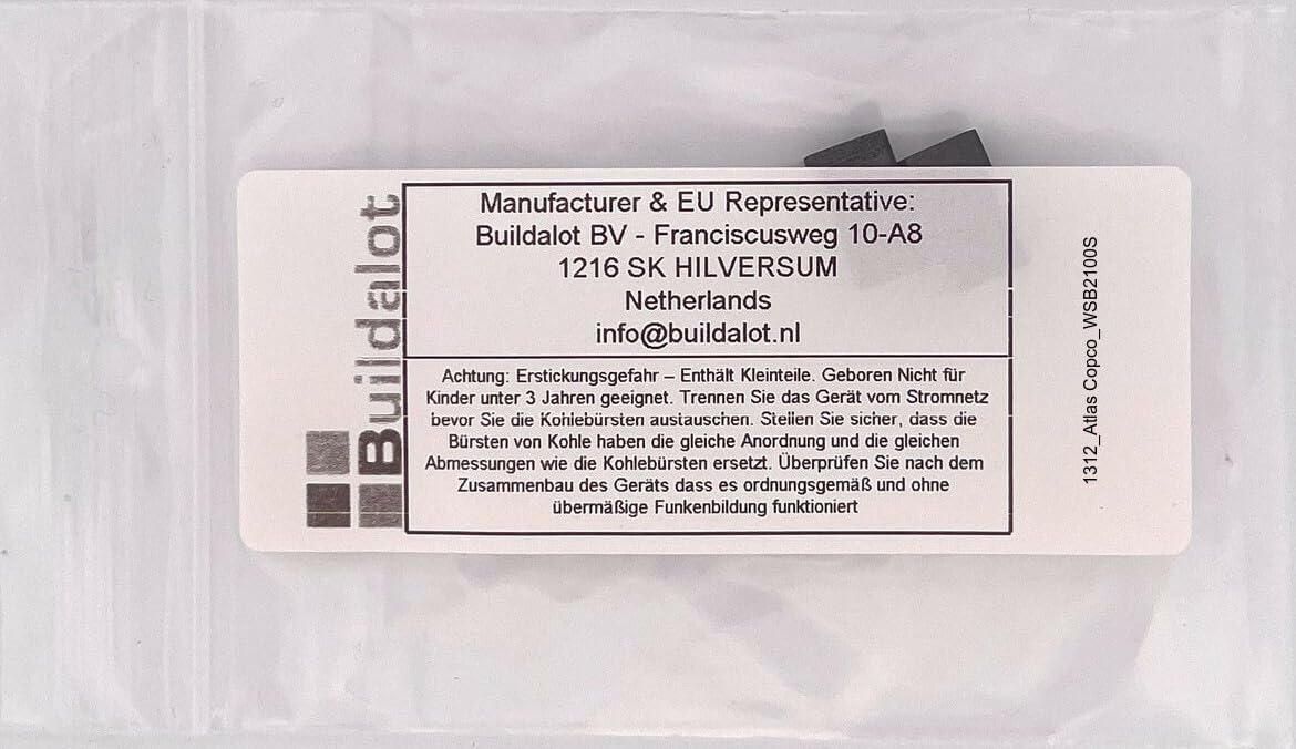 Premium Carbon Brushes 1312 for Atlas Copco Grinder WSB2100S - Replacement Brushes with Auto-Stop, Spring, Cable & Connector - Ideal for Power Tools, Industrial Grinding & Maintenance Work