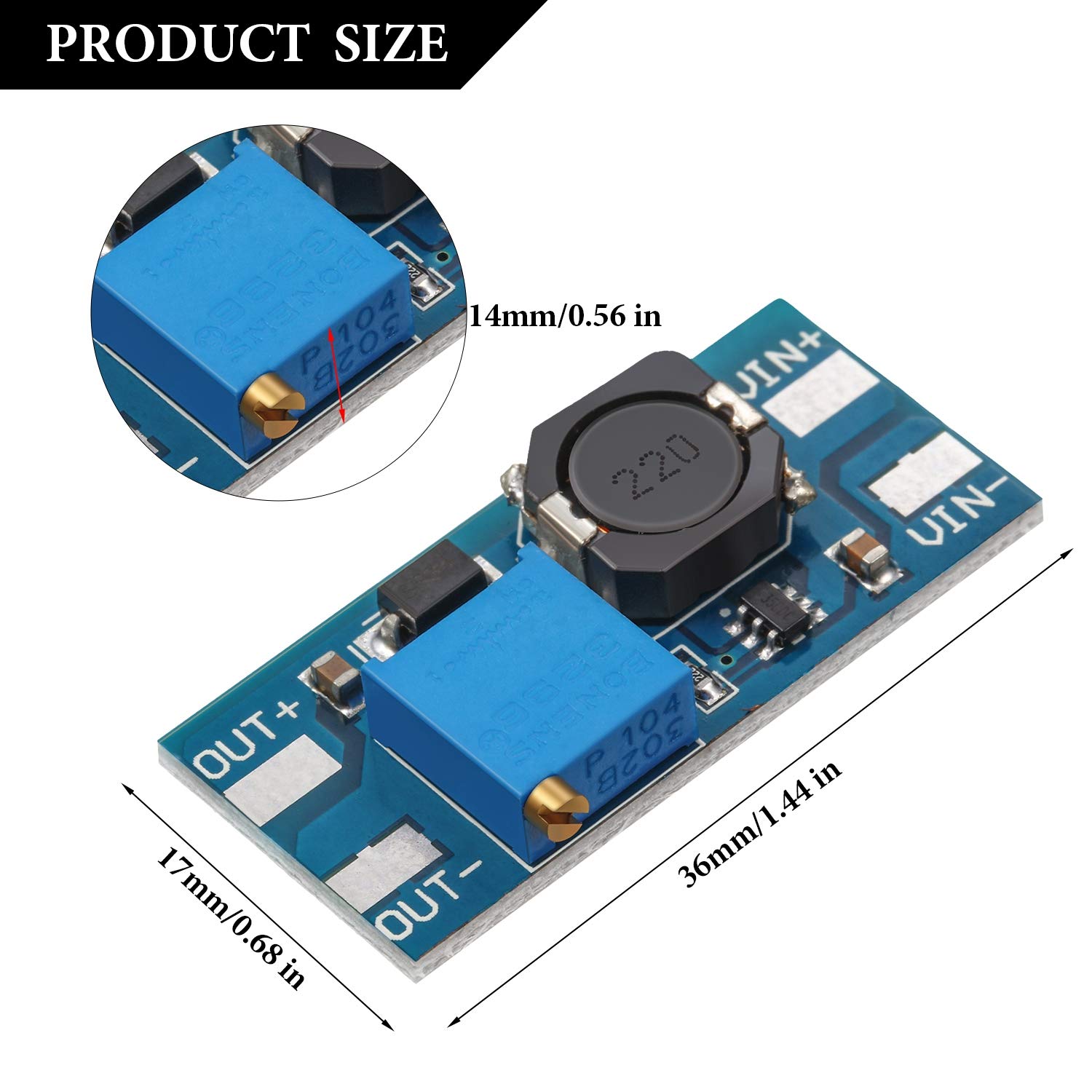 10Pcs DC-DC Boost Converter Module 2A Adjustable Voltage Regulator Board 2V-24V Input to 5V-28V Output (No USB) for DIY Electronics, Solar Projects & Power Supply Circuits