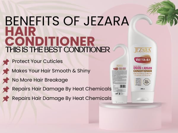 JEZARA Vietta-B7 Keratin-Based Onion & Argan Hair Conditioner - Strengthens & Repairs Damaged Hair for Men & Women | Adds Shine & Softness | 200ml | Perfect for Daily Use & Salon-Quality Results at Home