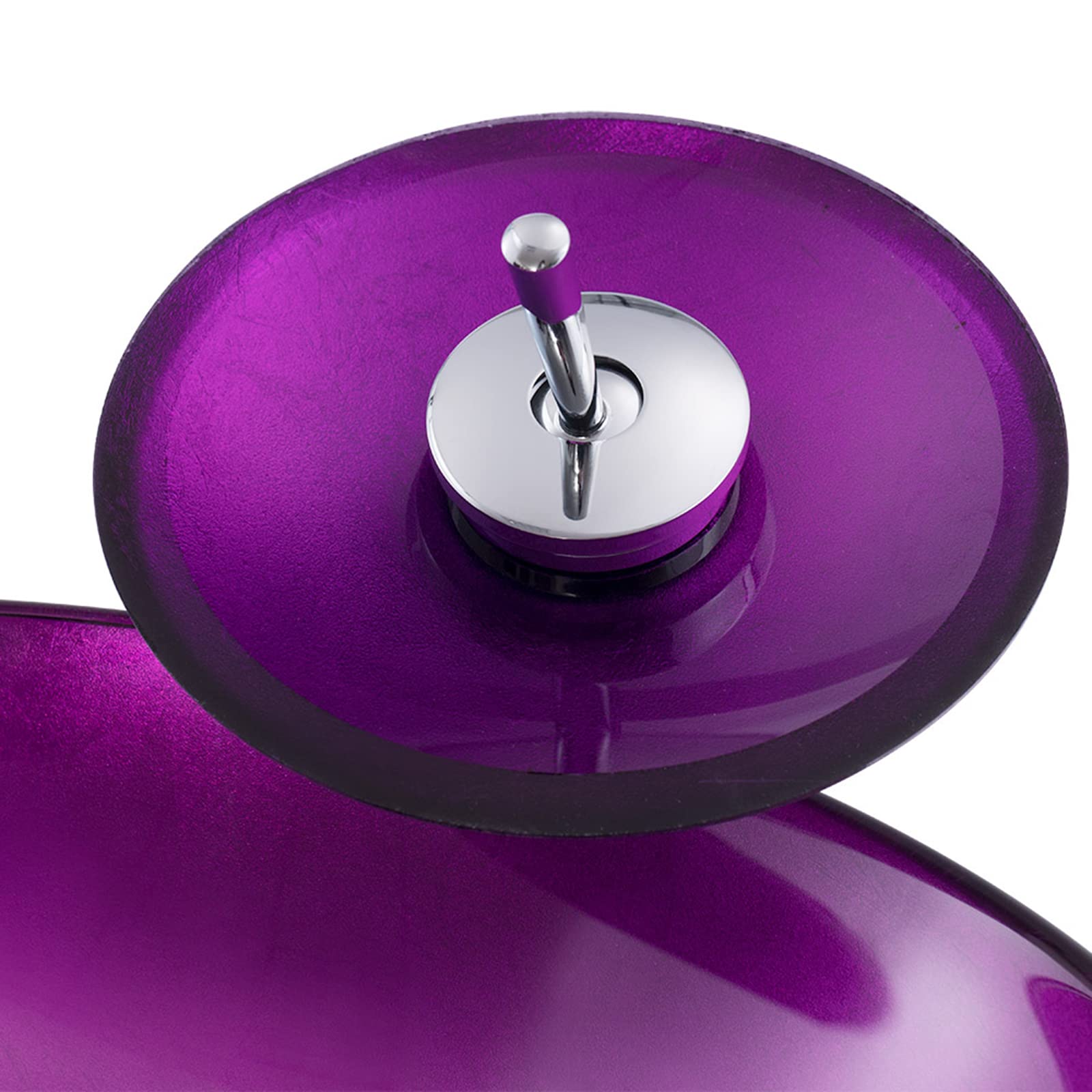 Purple Artistic Tempered Glass Vessel Sink with Brass Waterfall Faucet - Round Bathroom Vanity Sink Combo for Countertop Installation - Includes Chrome Pop-Up Drain - Perfect for Modern Master Bathrooms & Powder Room Renovations