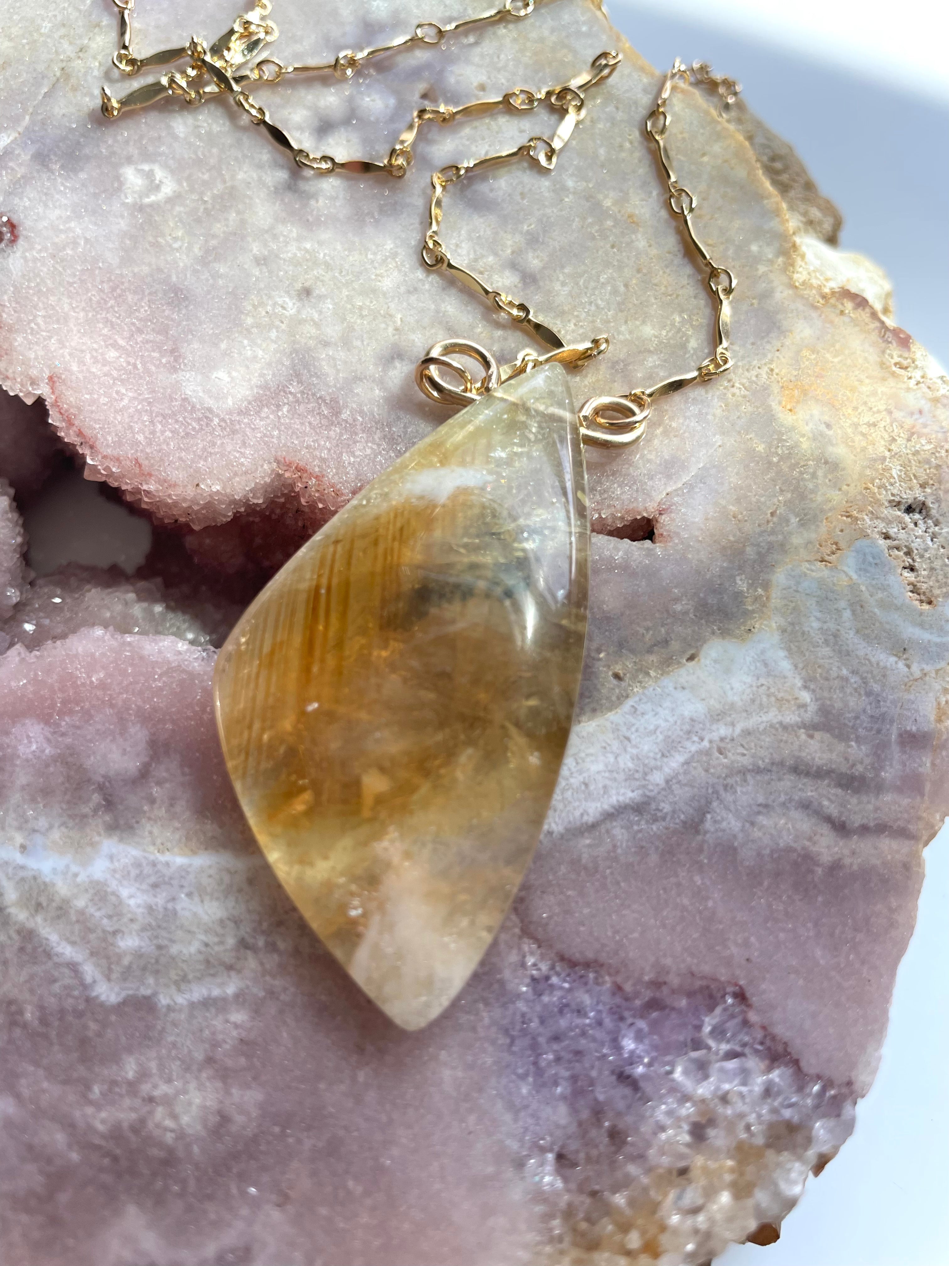 14K Gold Filled Chunky Genuine Yellow Citrine Necklace for Women - Elegant Statement Jewelry for Parties, Weddings & Everyday Wear