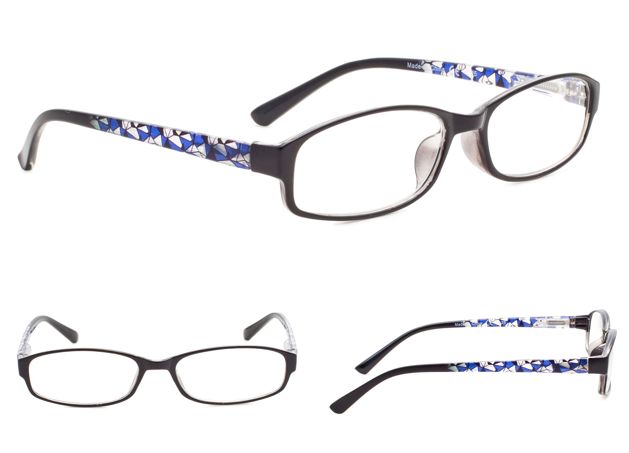 3-Pack Stylish Reading Glasses with Spring Hinges for Women - Comfortable Lightweight Readers for Reading, Crafting & Computer Work