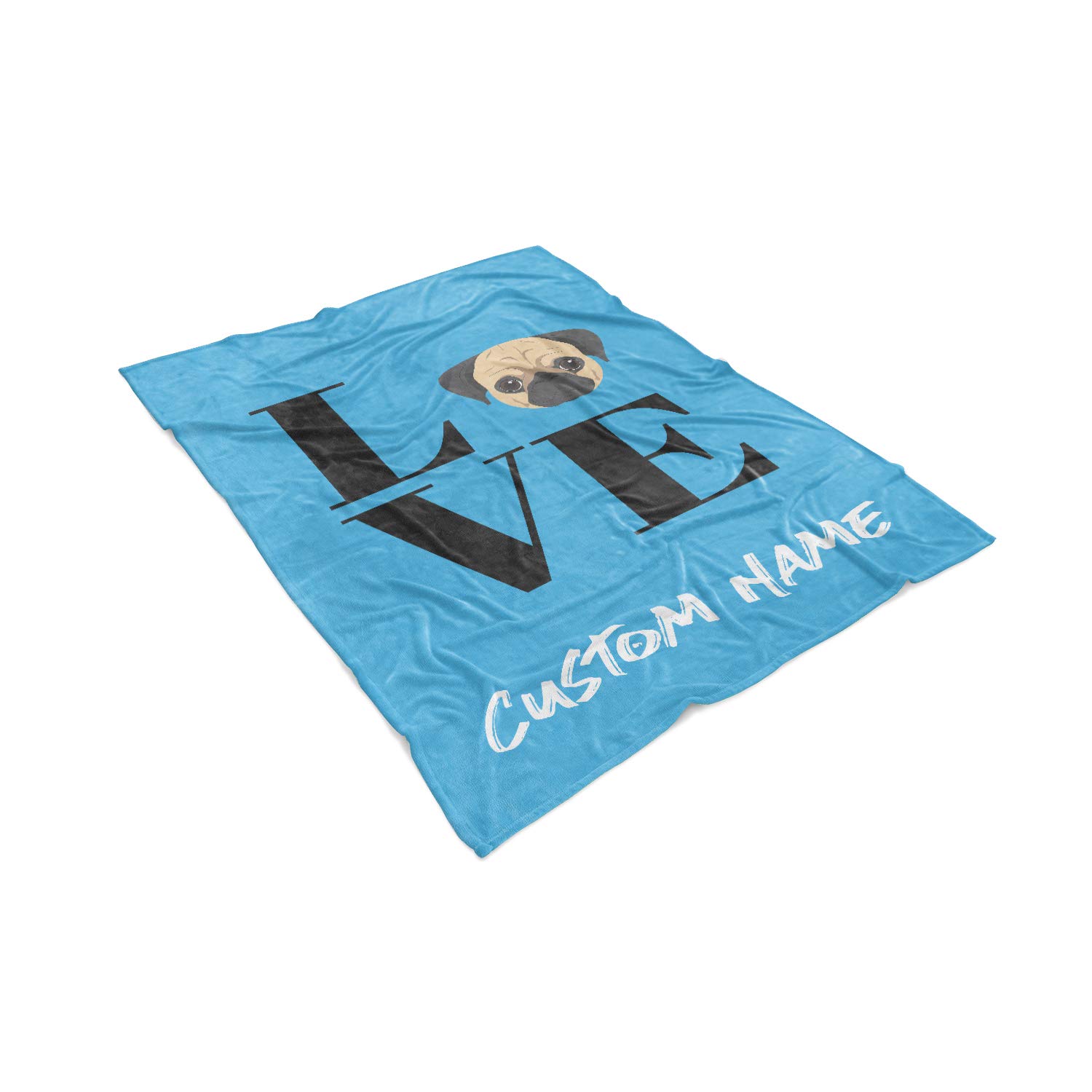 Custom Name Fleece Throw Blanket for Pug Lovers - Personalized Lightweight Cozy Blanket Gift for Dog Owners, Mom, Dad & Kids | Perfect for Cuddling, Pet Photo Shoots & Family Movie Nights