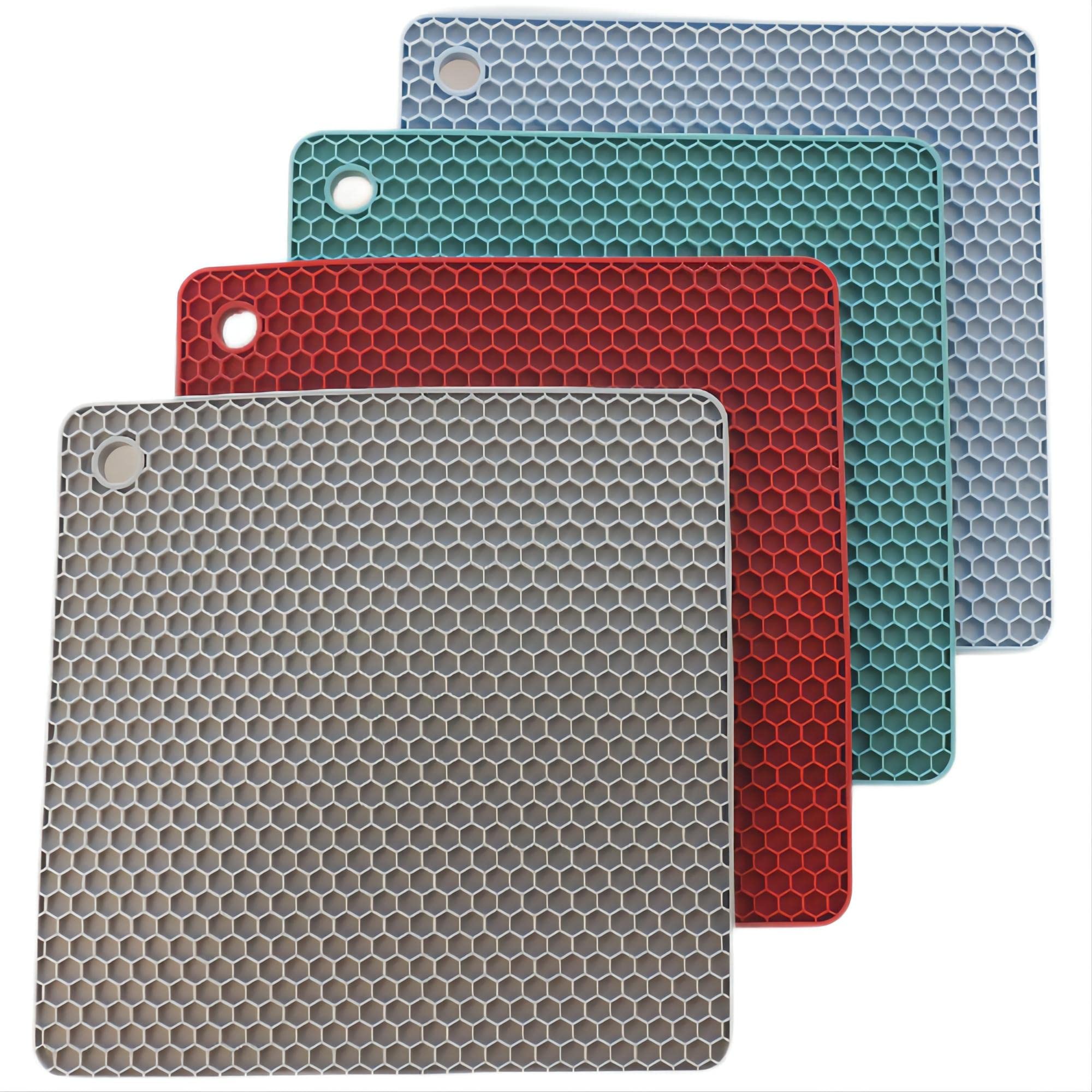Silicone Trivet Mats for Hot Pots & Pans - Heat Resistant Kitchen Countertop Protectors (Set of 4) - Perfect for Dining & Cooking