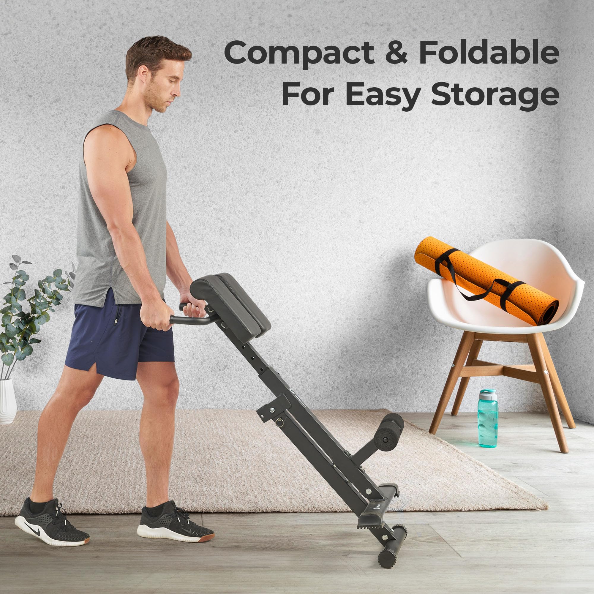 Lifepro Adjustable Roman Chair Hyperextension Bench - Foldable Back Extension Machine for Glutes, Hamstrings & Lower Back Workout - Home Gym Equipment for Core Strength Training | Perfect for Home Fitness, Cross Training & Rehabilitation Exercises