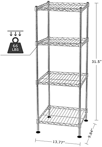 4-Tier Heavy Duty Steel Wire Shelving Unit - Adjustable Storage Rack for Laundry, Bathroom, Kitchen, Pantry & Closet (Black, 14
