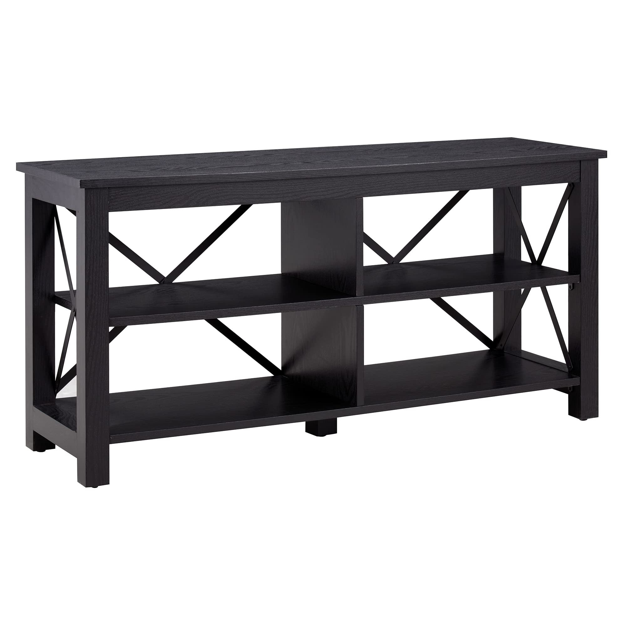 Henn&Hart 55 Inch Black Rectangular TV Stand - Modern Entertainment Center for Living Room, Bedroom & Home Theater