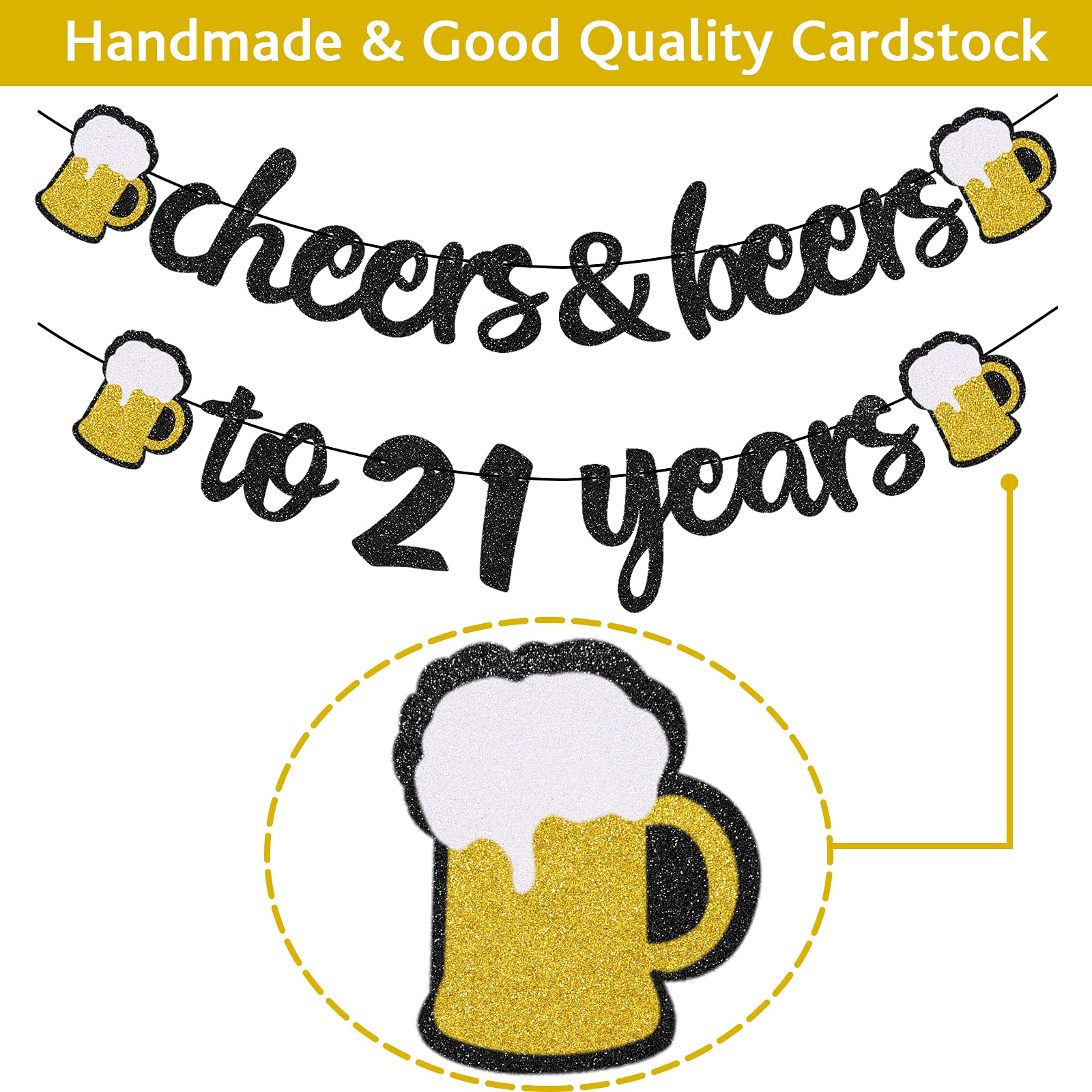 Joymee 21st Birthday Party Decorations - Black & Gold Banner for Women & Men | Happy Birthday Supplies for Boys, Girls, Him & Her | Perfect for 21st Birthday Parties & Wedding Anniversaries