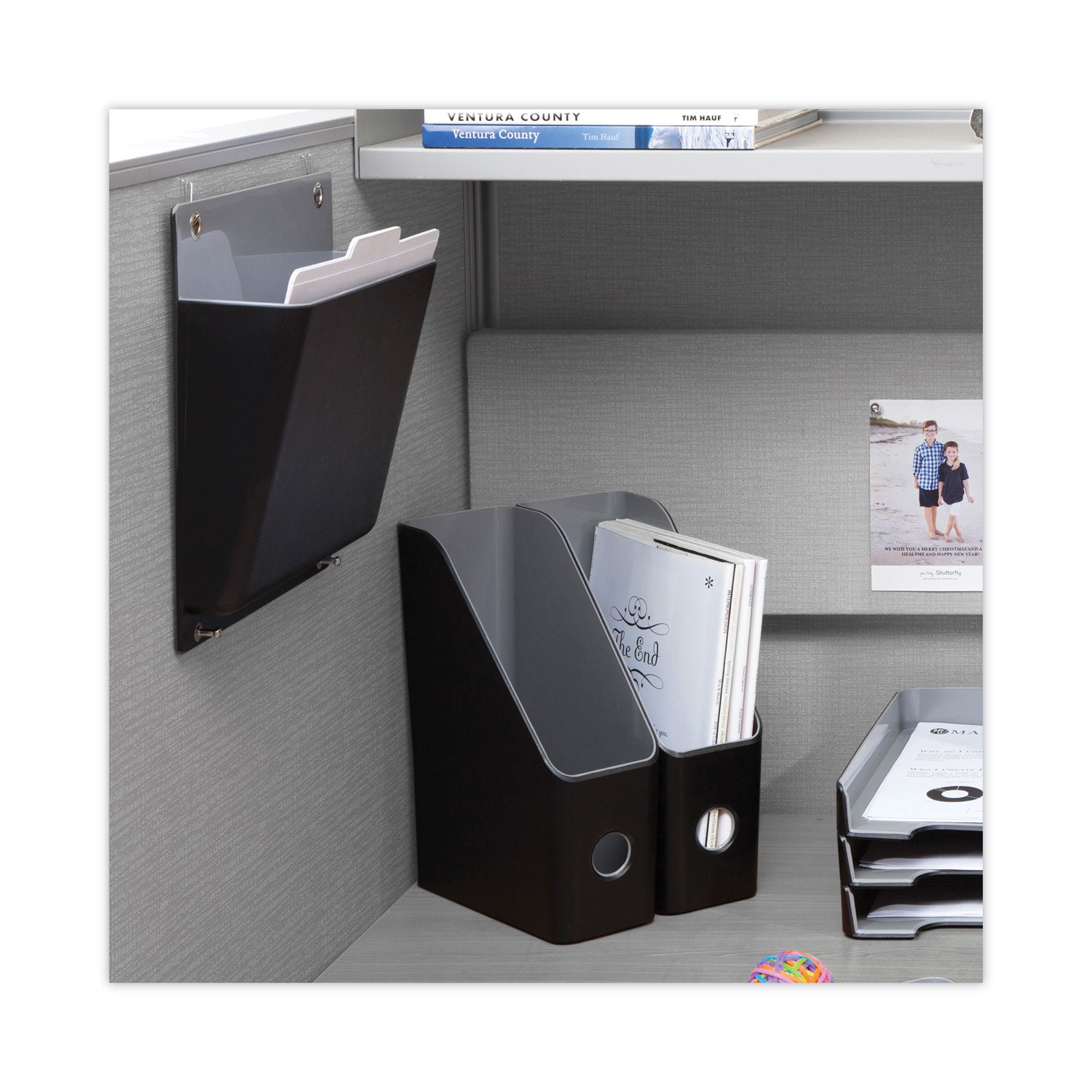 Advantus Fusion Magazine File Holder - Black & Gray Organizer for Office & Home - 3.5