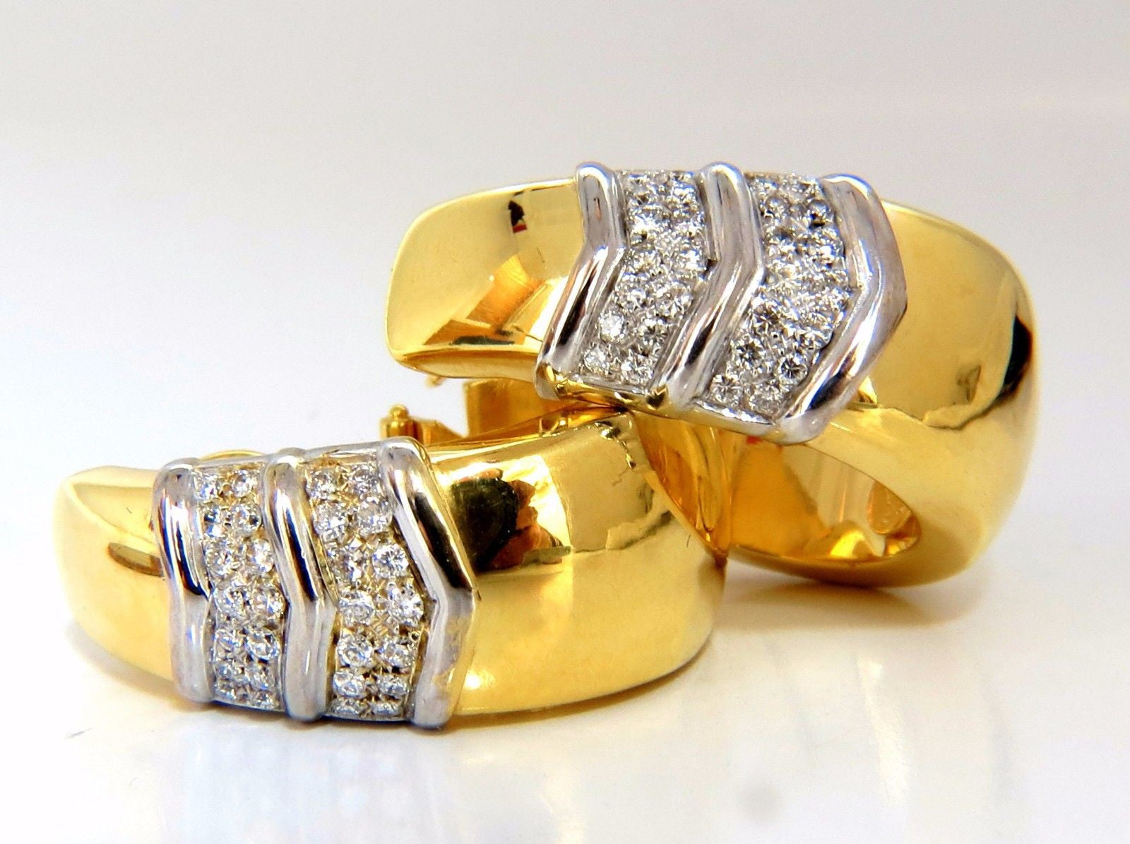 1.00ct Large Size Classic Diamond Semi Hoop Earrings 18K Gold - Elegant Everyday Wear & Special Occasion Jewelry Gift