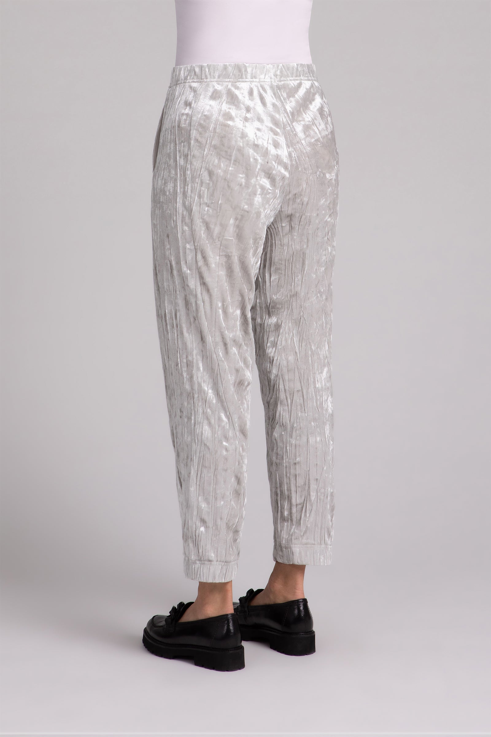 Crinkle Velvet Half Cuff Jogger Pants for Women - Soft Stretchy Casual Lounge Pants | Cashew Color | Perfect for Yoga, Home Wear & Relaxing