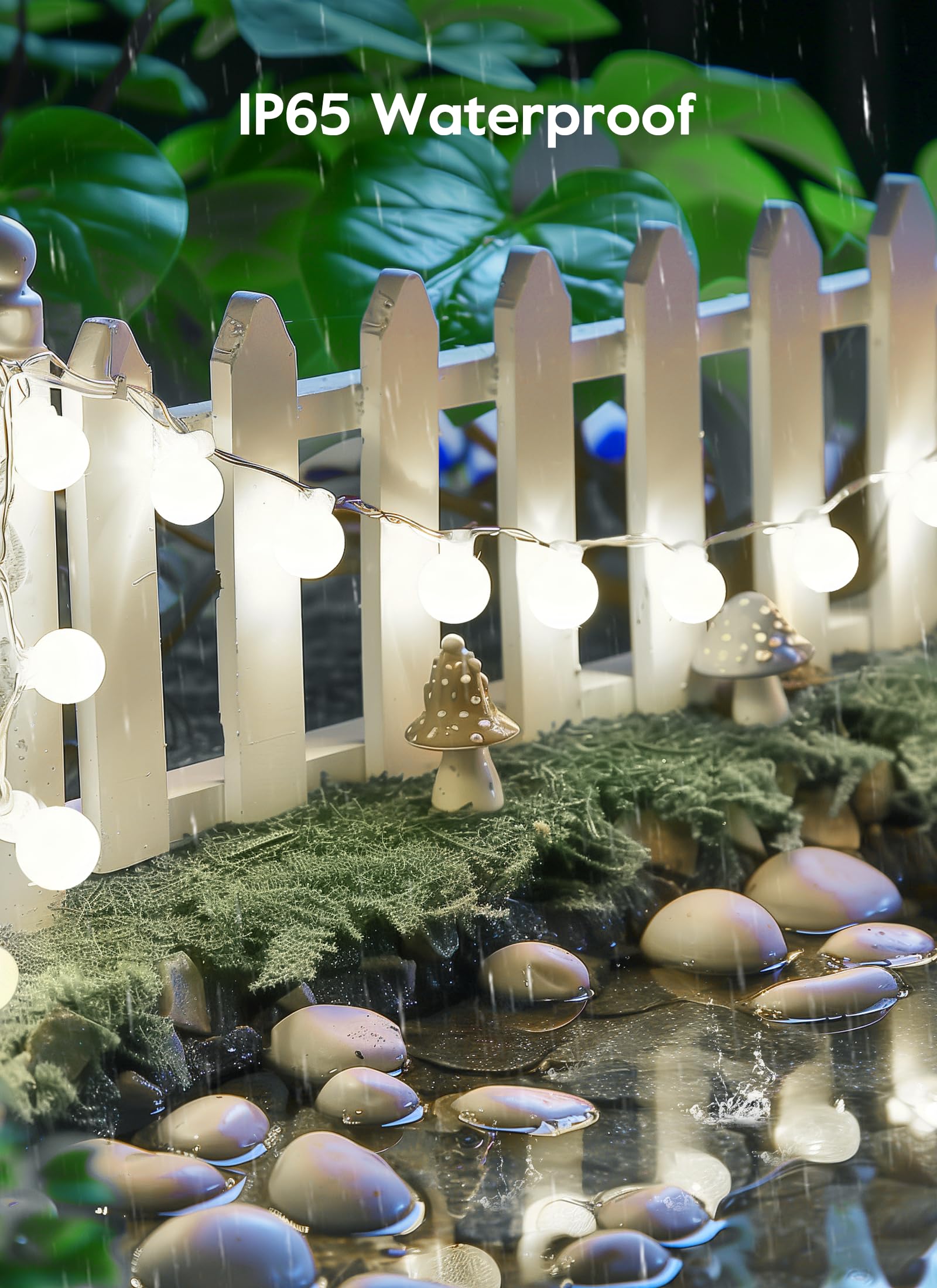 Brightown 60 LED Solar String Lights Outdoor Waterproof - 19.6Ft Solar Powered Globe Lights for Yard, Balcony, Patio, Garden & Party Decor | 8 Lighting Modes | Weatherproof & Energy Efficient (Pure White) - Perfect for Outdoor Weddings, Christmas Decorations & Backyard Lighting