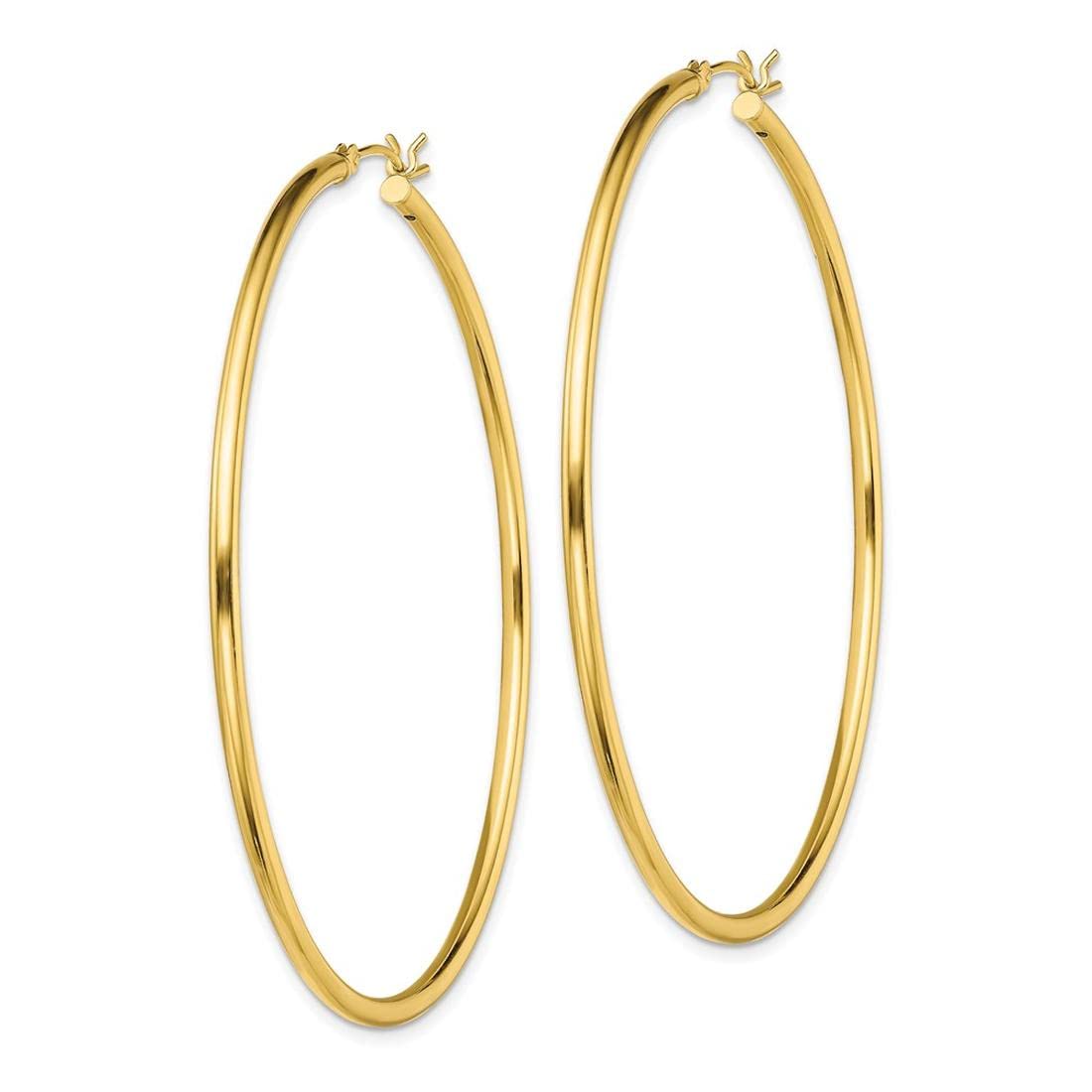 925 Sterling Silver Gold-Tone Polished Hoop Earrings for Women - Elegant Everyday & Party Jewelry - Hypoallergenic & Tarnish-Resistant