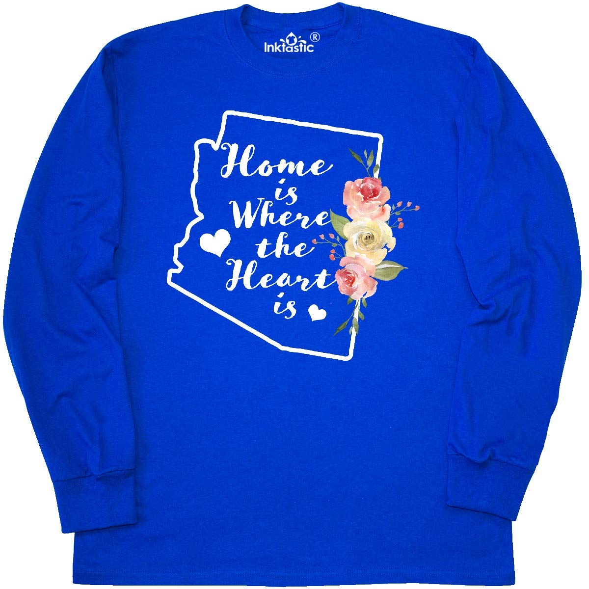 Inktastic Arizona Home is Where The Heart is Watercolor Print Long Sleeve T-Shirt - Soft Cotton Tee for Women, Casual Wear, Travel & Outdoor Activities