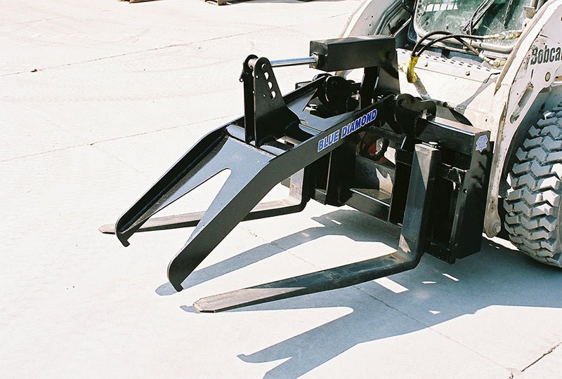 Blue Diamond Grapple Fork Attachment for Skid Steer & Tractor - Heavy Duty Clamp-On Bucket Fork for Lifting Logs, Rocks & Debris - Perfect for Landscaping, Construction & Farm Use