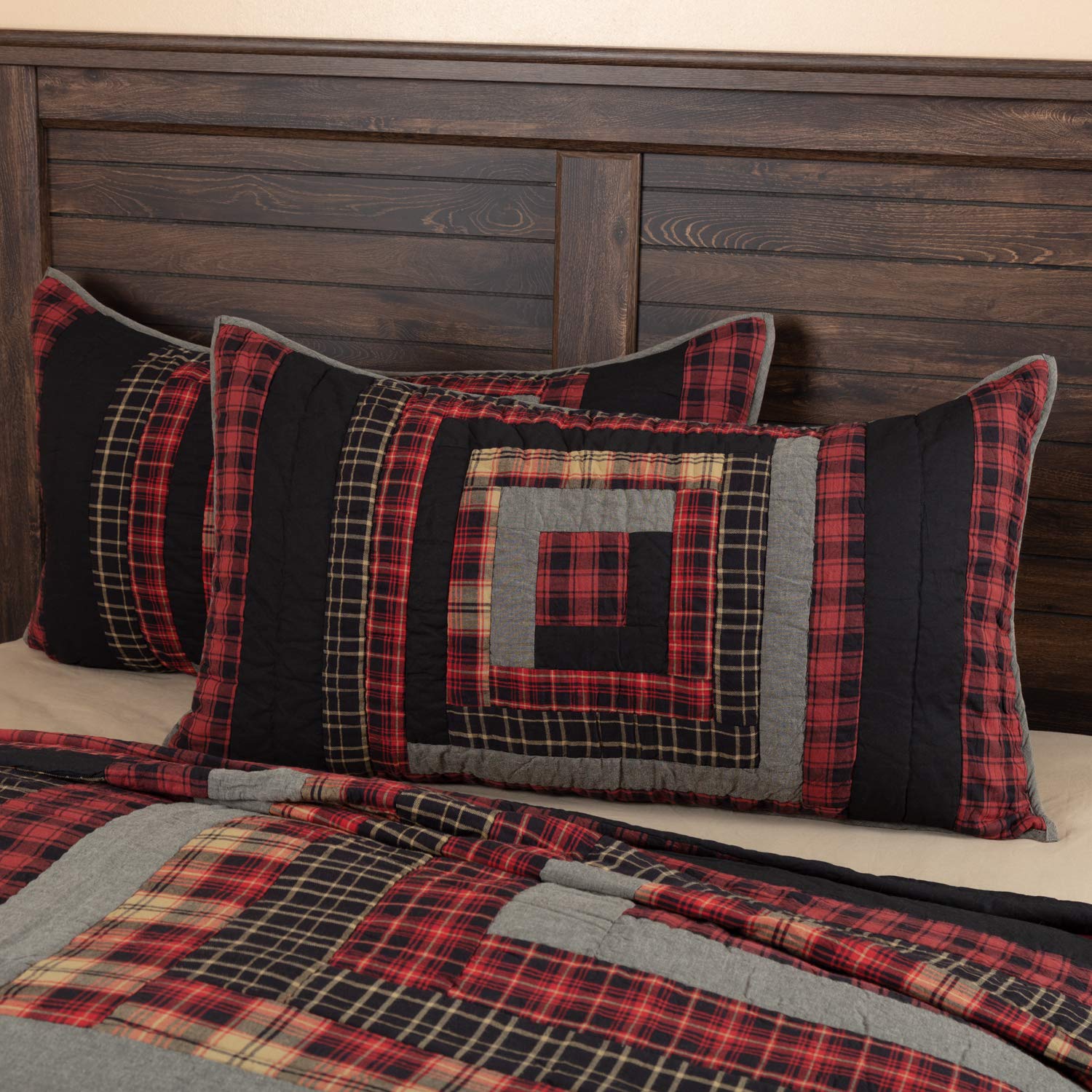 VHC Brands Rustic & Lodge Cumberland King Sham 21x37 - Chili Pepper Red Bed Pillow Cover for Farmhouse & Cabin Decor | Perfect for Bedroom, Guest Room & Lodge Styling