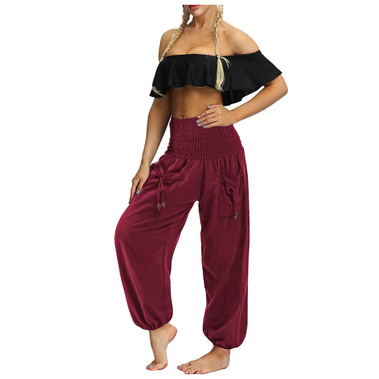 Women's High Waist Jeggings with Pockets - Stretchy Denim-Look Leggings, Raw Hem & Solid/Tie Dye Prints | Perfect for Yoga, Workout & Casual Wear
