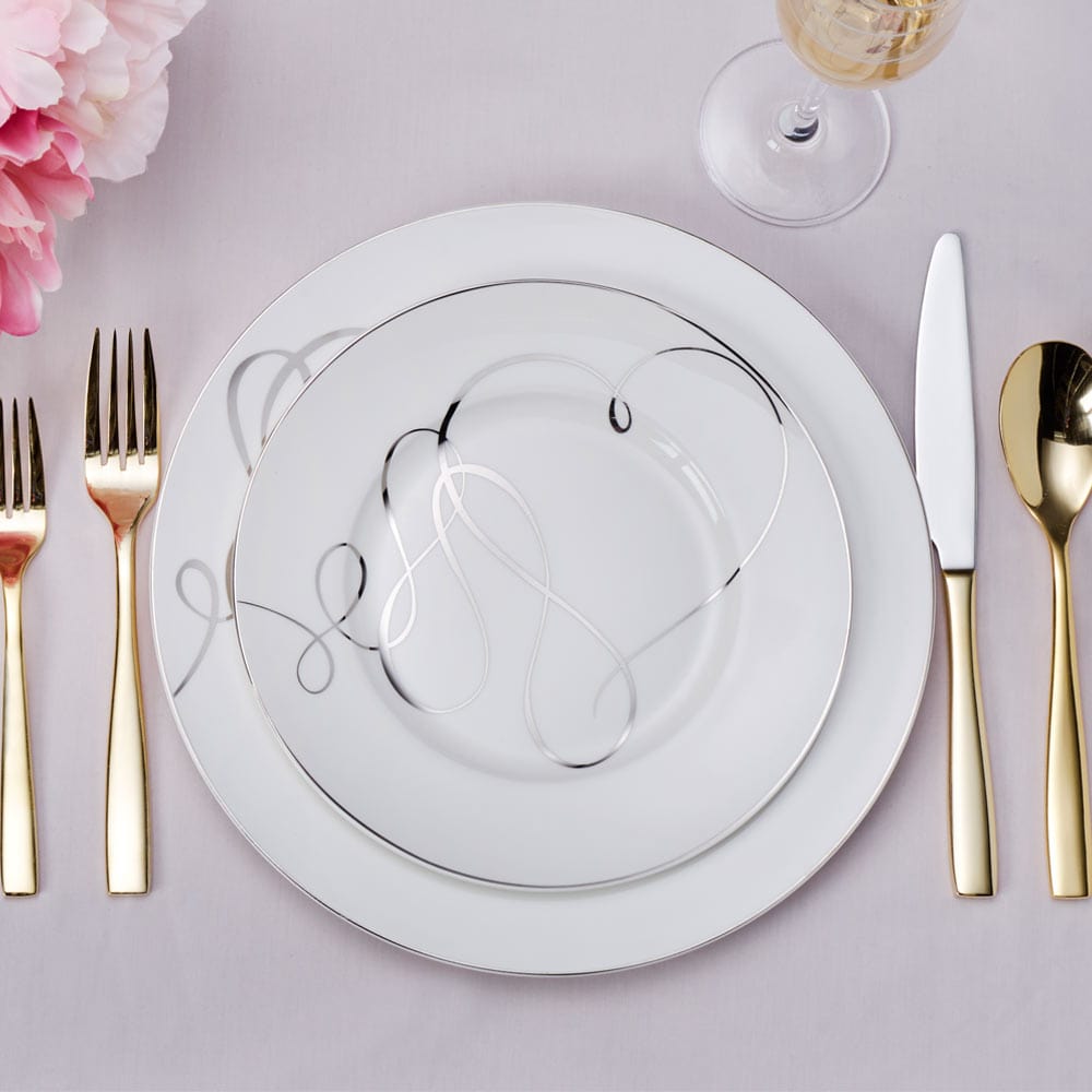 Love Story 24-Piece Dinnerware Set - Service for 8 People | Elegant Porcelain Dinner Plates, Salad Plates, Bowls & Mugs | Perfect for Family Dinners, Holiday Entertaining & Wedding Registries