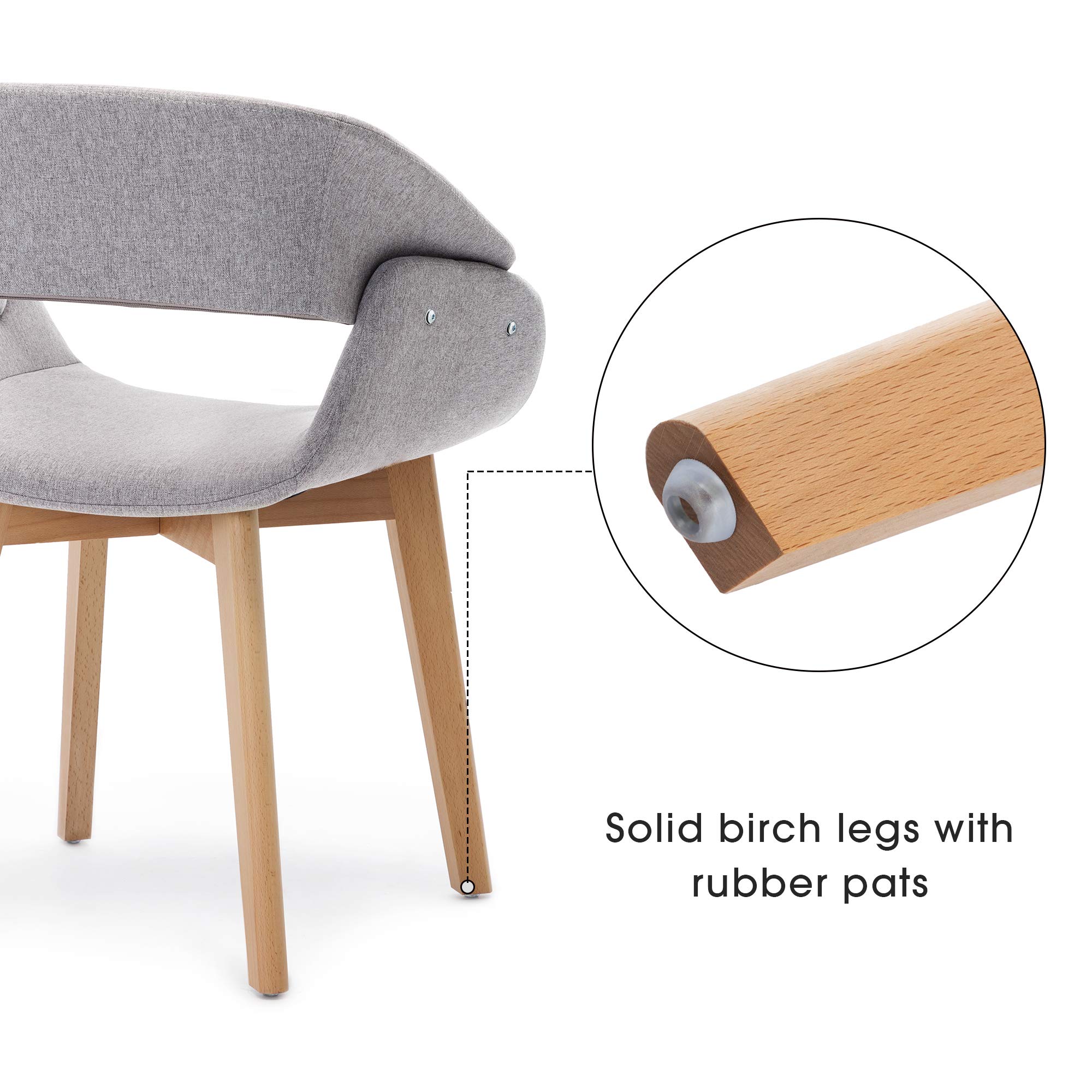 Ivinta Dining Chairs Set of 2 - Modern Upholstered Fabric Kitchen Chairs with Solid Wood Legs, Comfortable Accent Chairs for Living Room, Restaurant, Cafe & Home Decor (Gray) - Perfect for Dining Rooms, Breakfast Nooks & Small Spaces