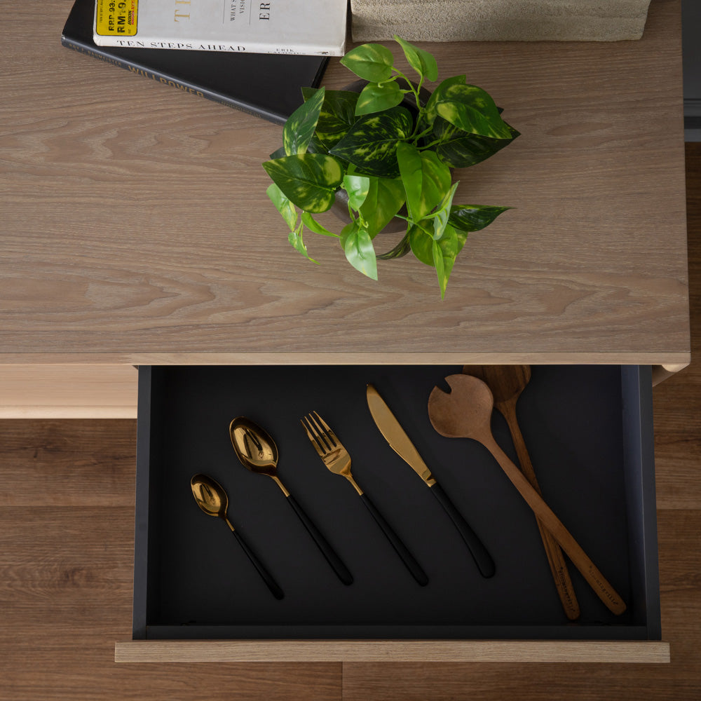 HAYTON 160cm White Oak Sideboard - Modern Storage Cabinet for Living Room, Dining Room & Entryway