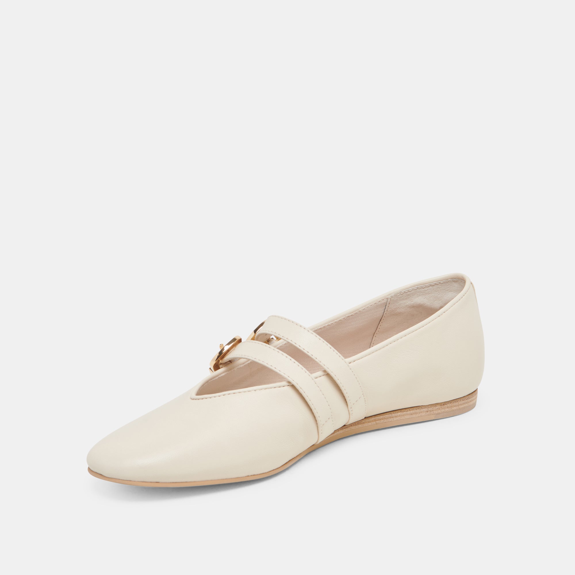 BAYLEE Women's Ballet Flats - Ivory Leather Pointed Toe Slip On Shoes for Comfort & Style | Perfect for Work, Office, Casual Wear & Daily Walking