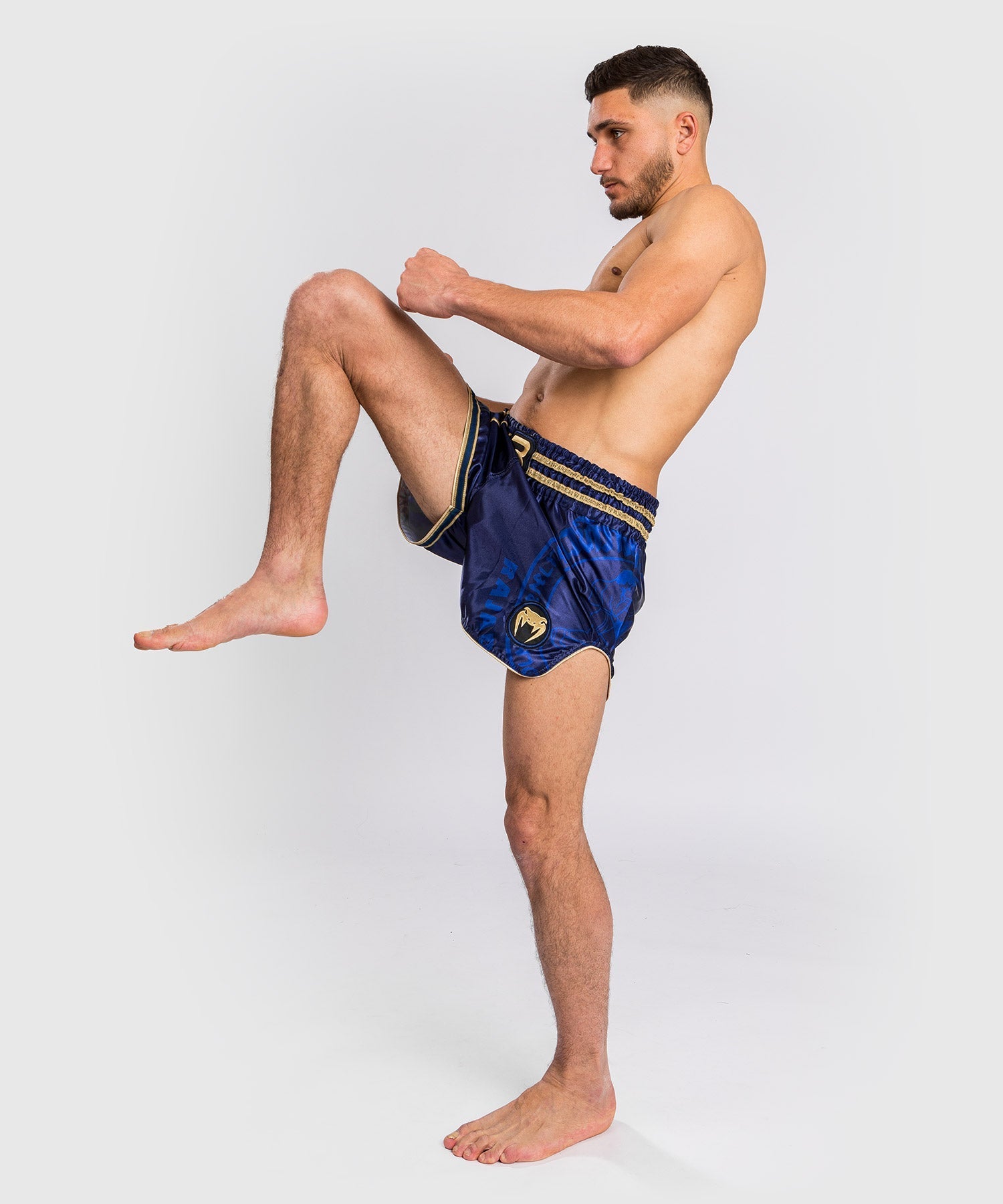 RAJADAMNERN x Venum Muay Thai Shorts - Navy Blue MMA & Kickboxing Training Shorts for Men | Perfect for Muay Thai, Boxing & Martial Arts Practice