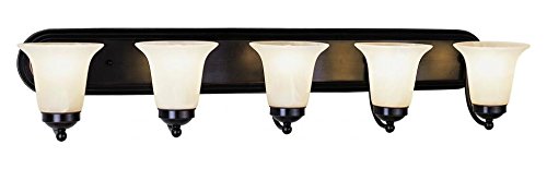 5-Light Brushed Nickel Vanity Light Fixture with White Marbleized Glass - Perfect for Bathroom, Bedroom, and Dressing Room Lighting